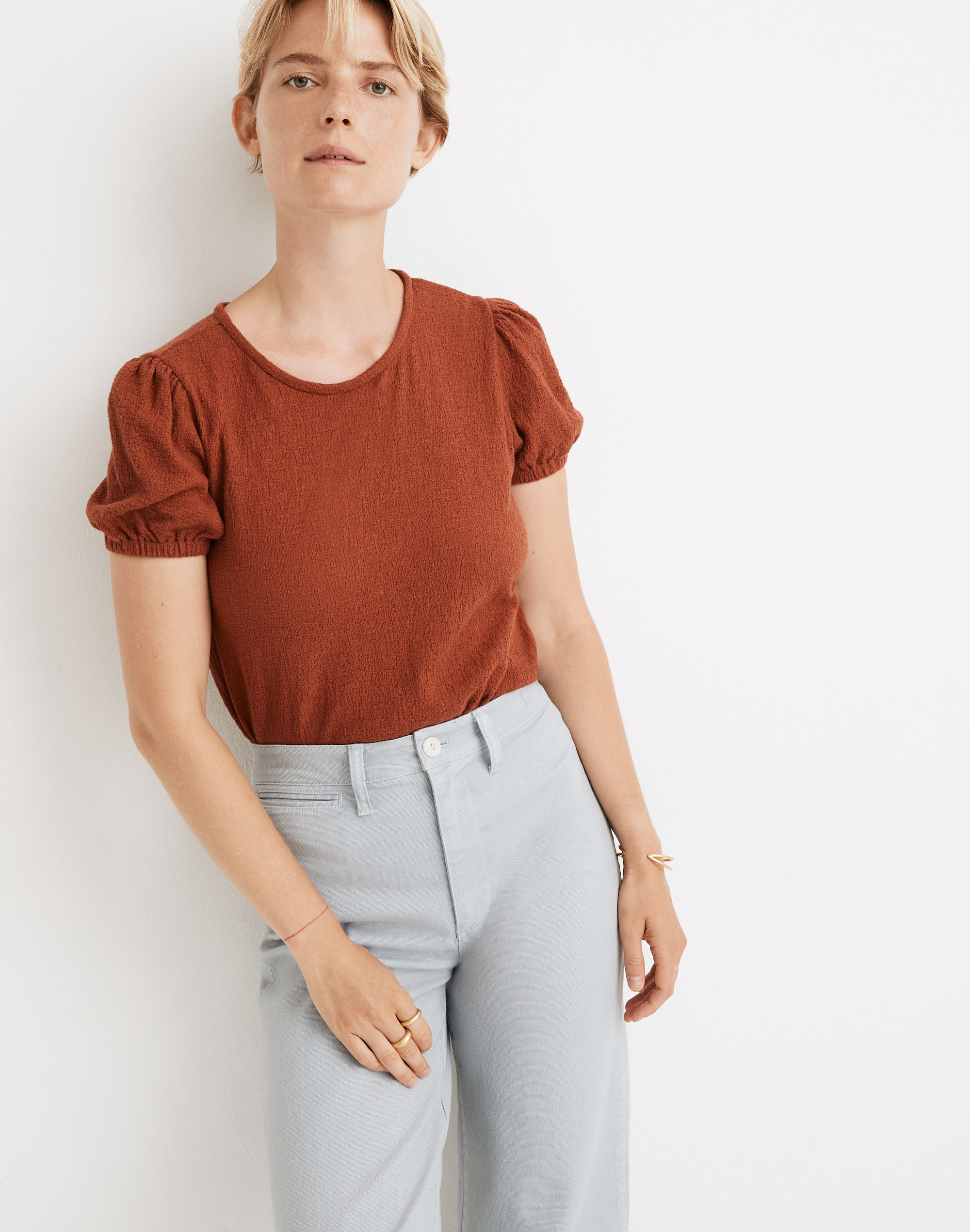 Superlight Jacquard Puff-Sleeve Tee