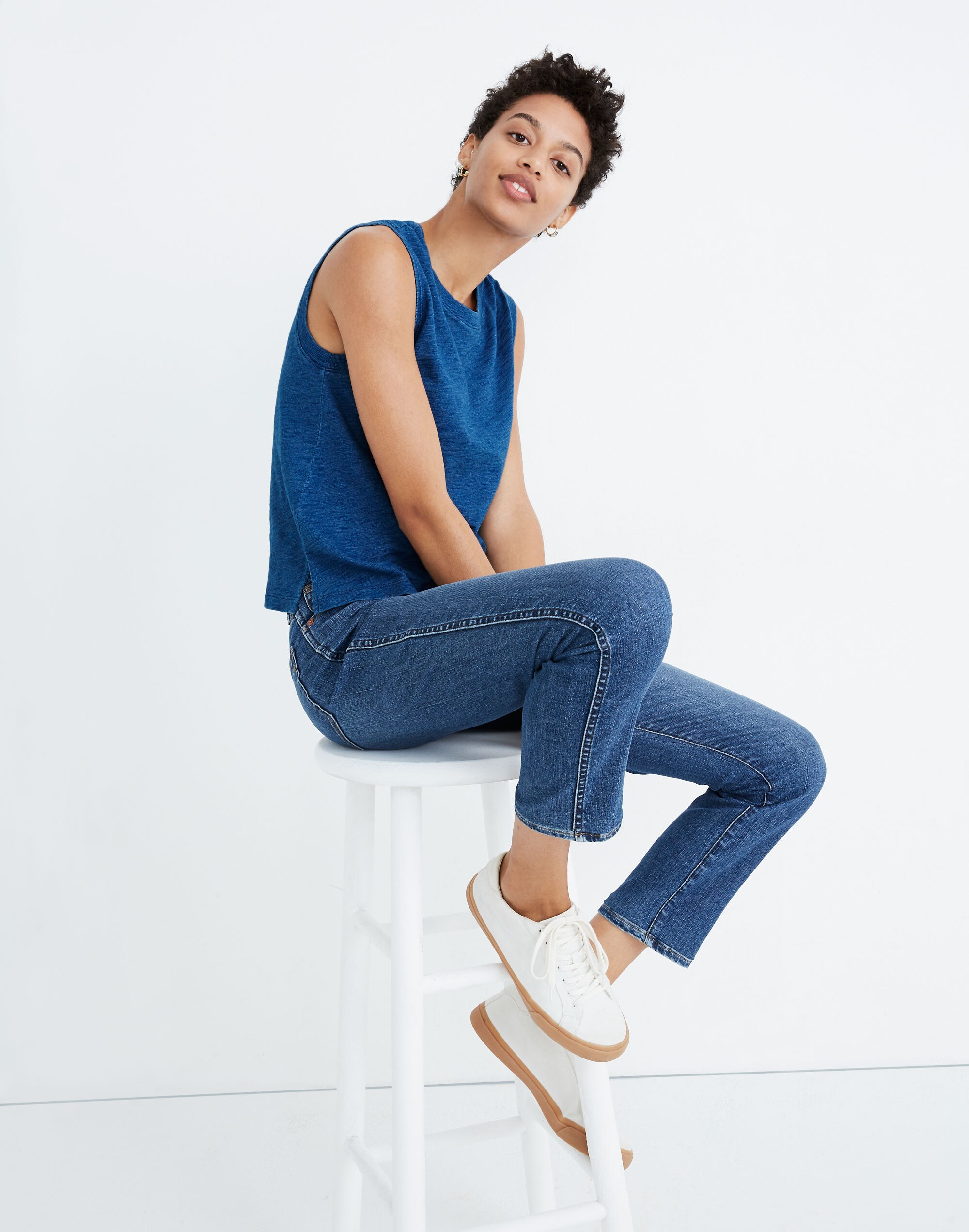 Indigo Crewneck Muscle Tank