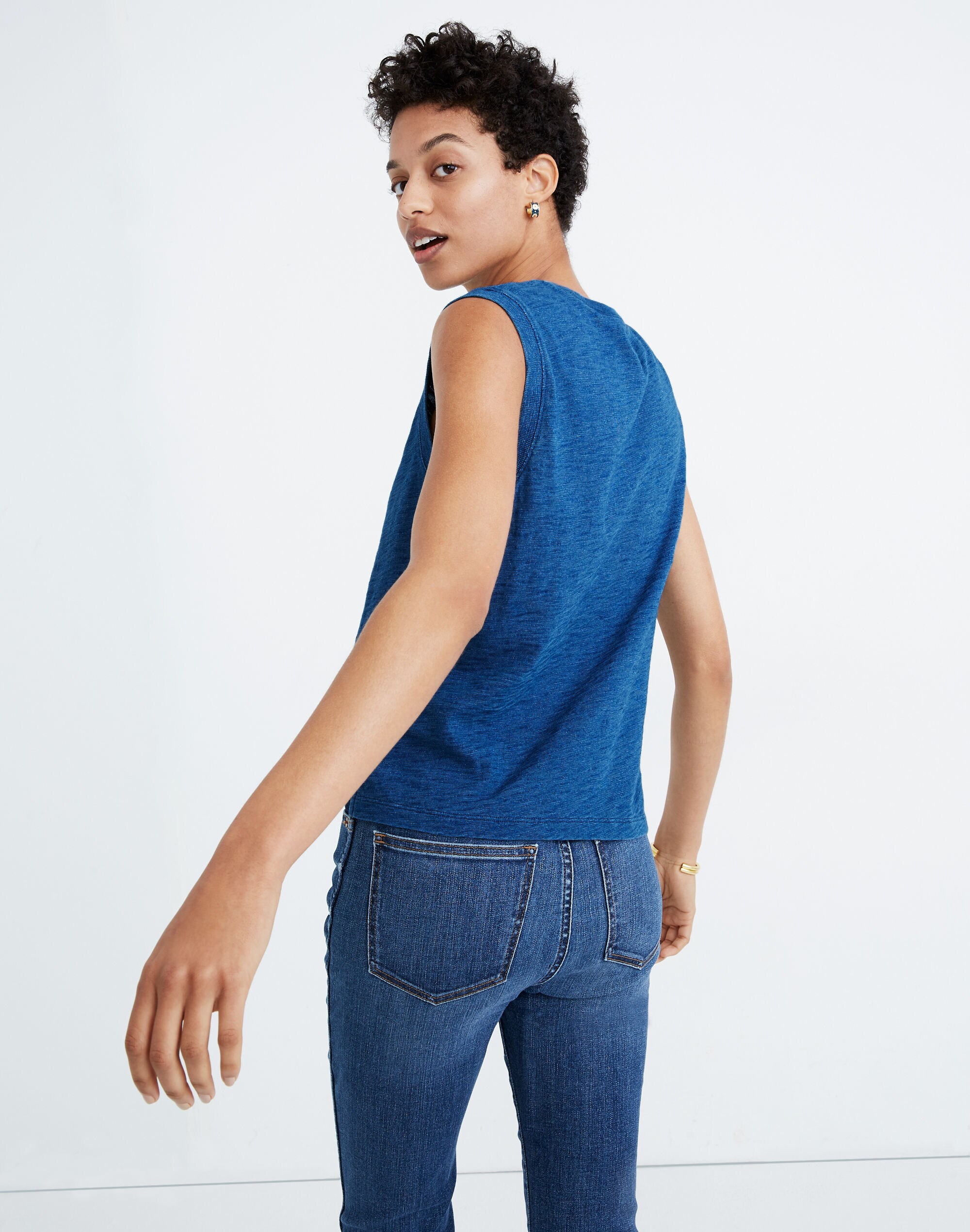 Indigo Crewneck Muscle Tank