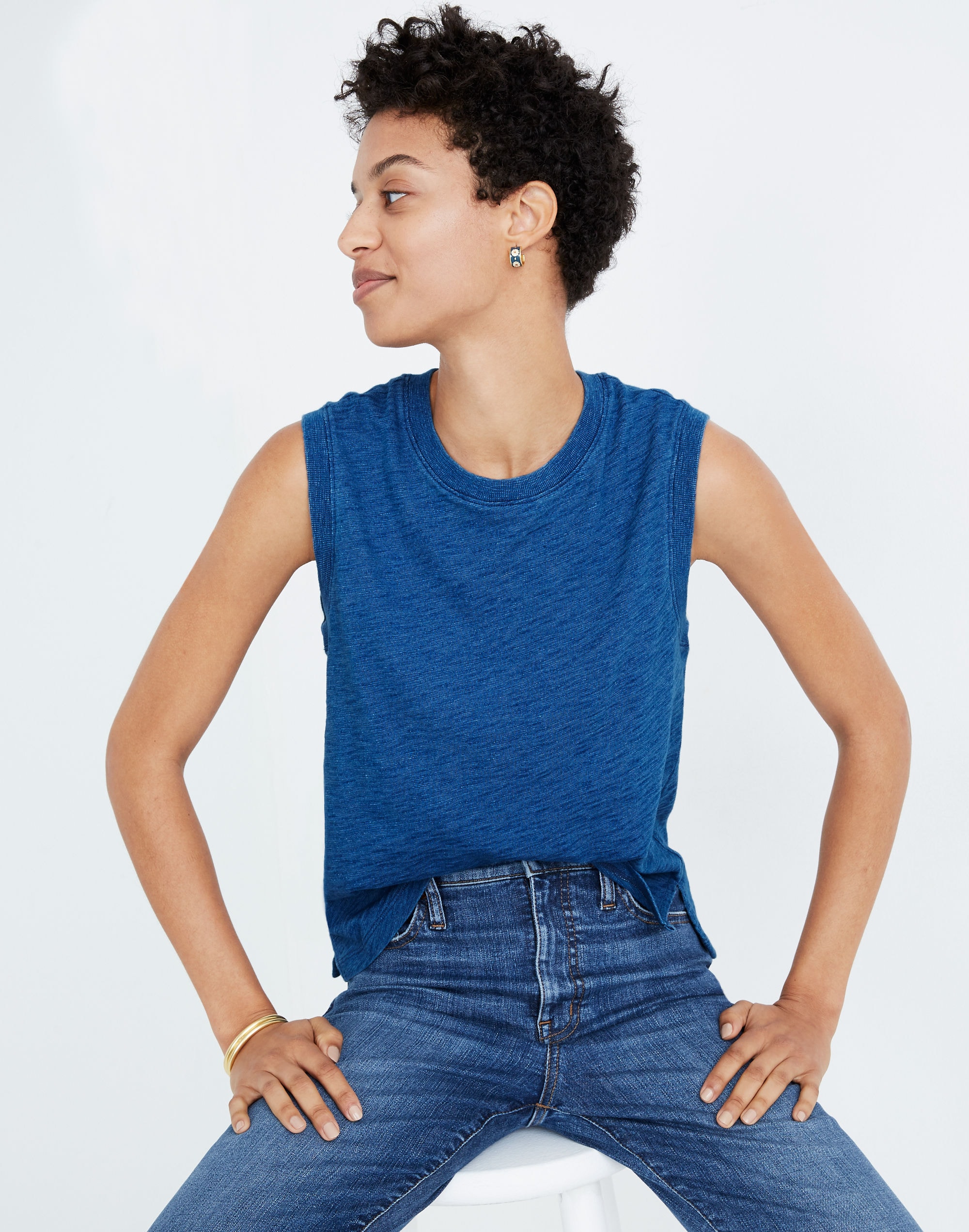 Indigo Crewneck Muscle Tank