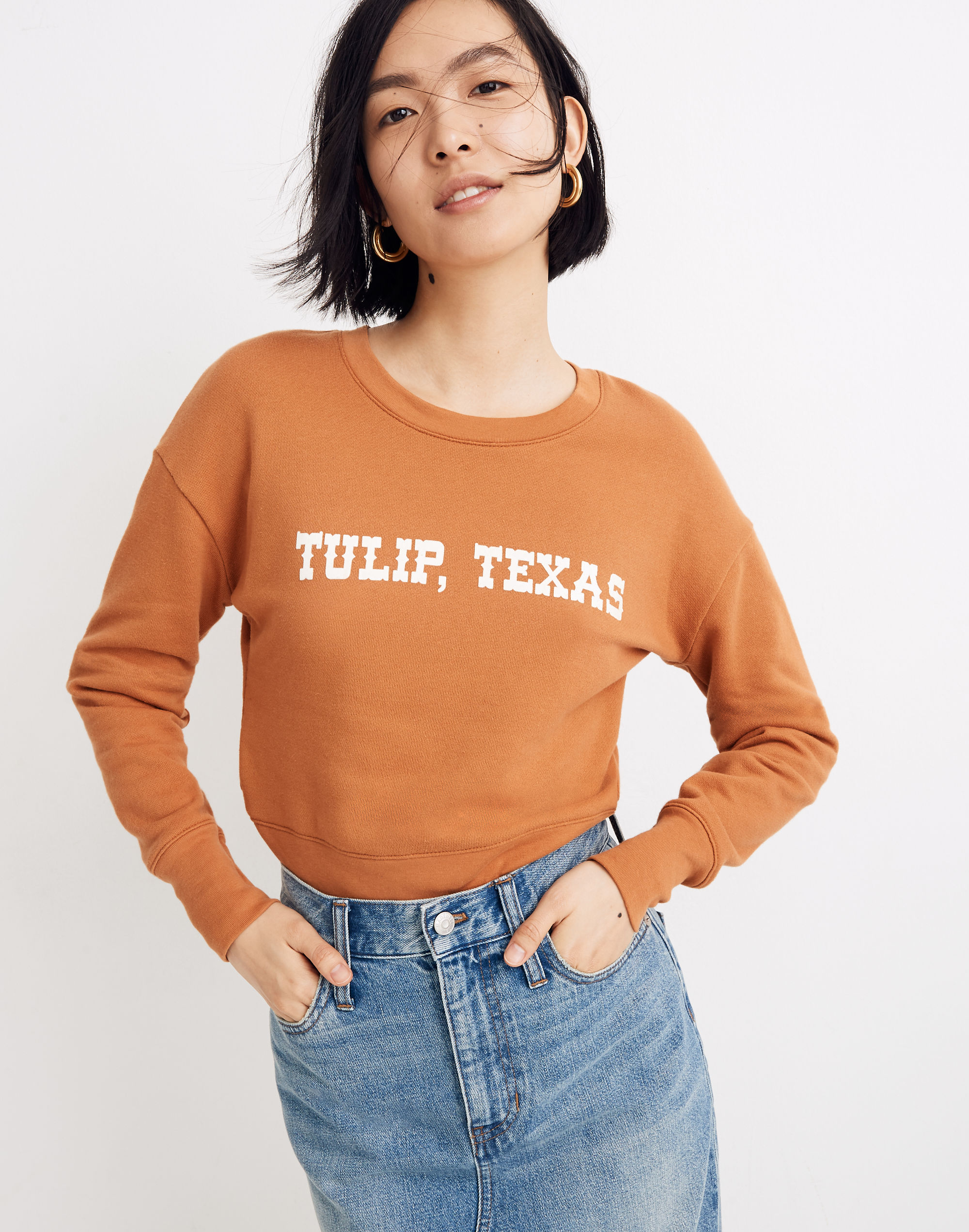tulip texas crop sweatshirt