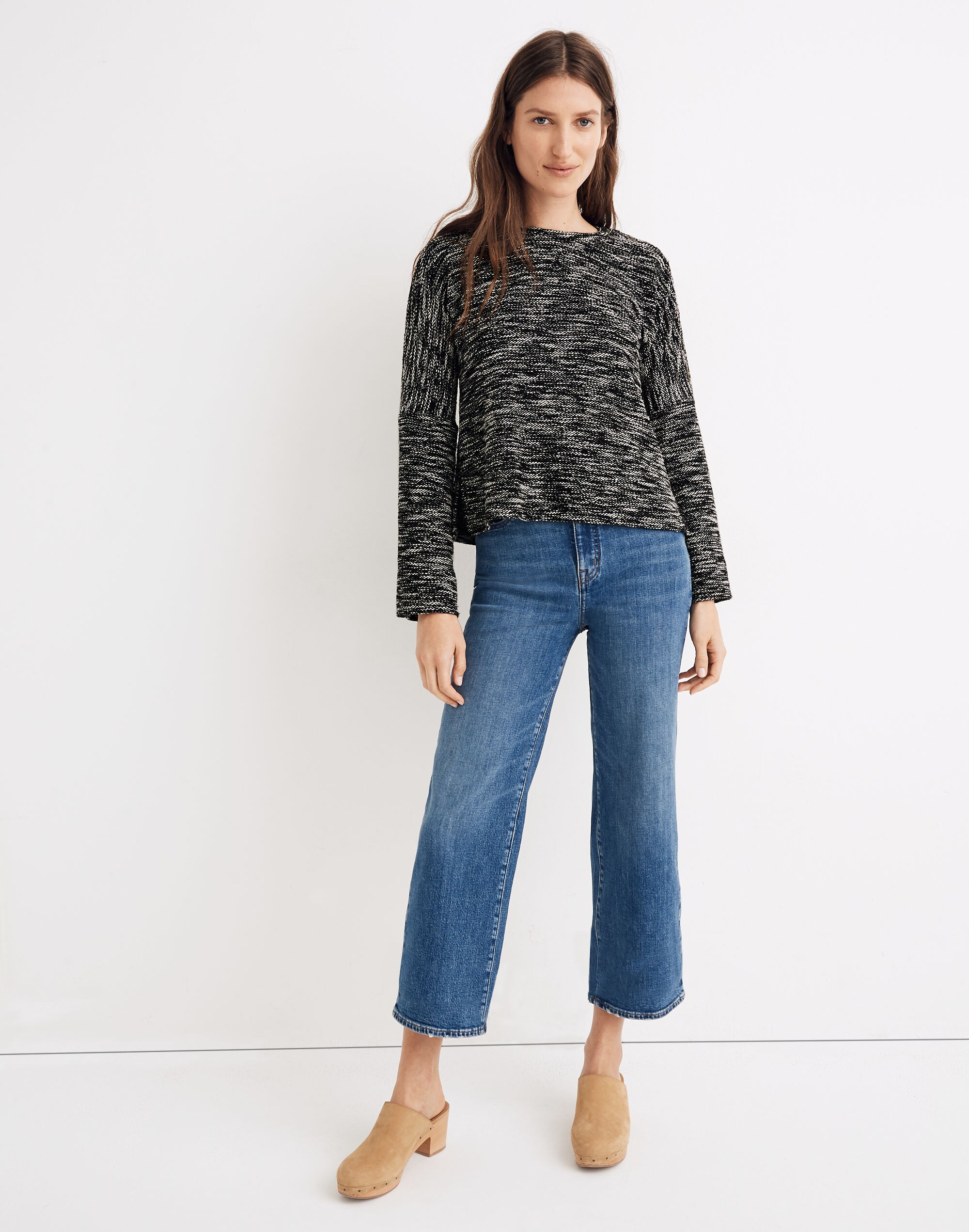 Button-Shoulder Wide-Sleeve Top