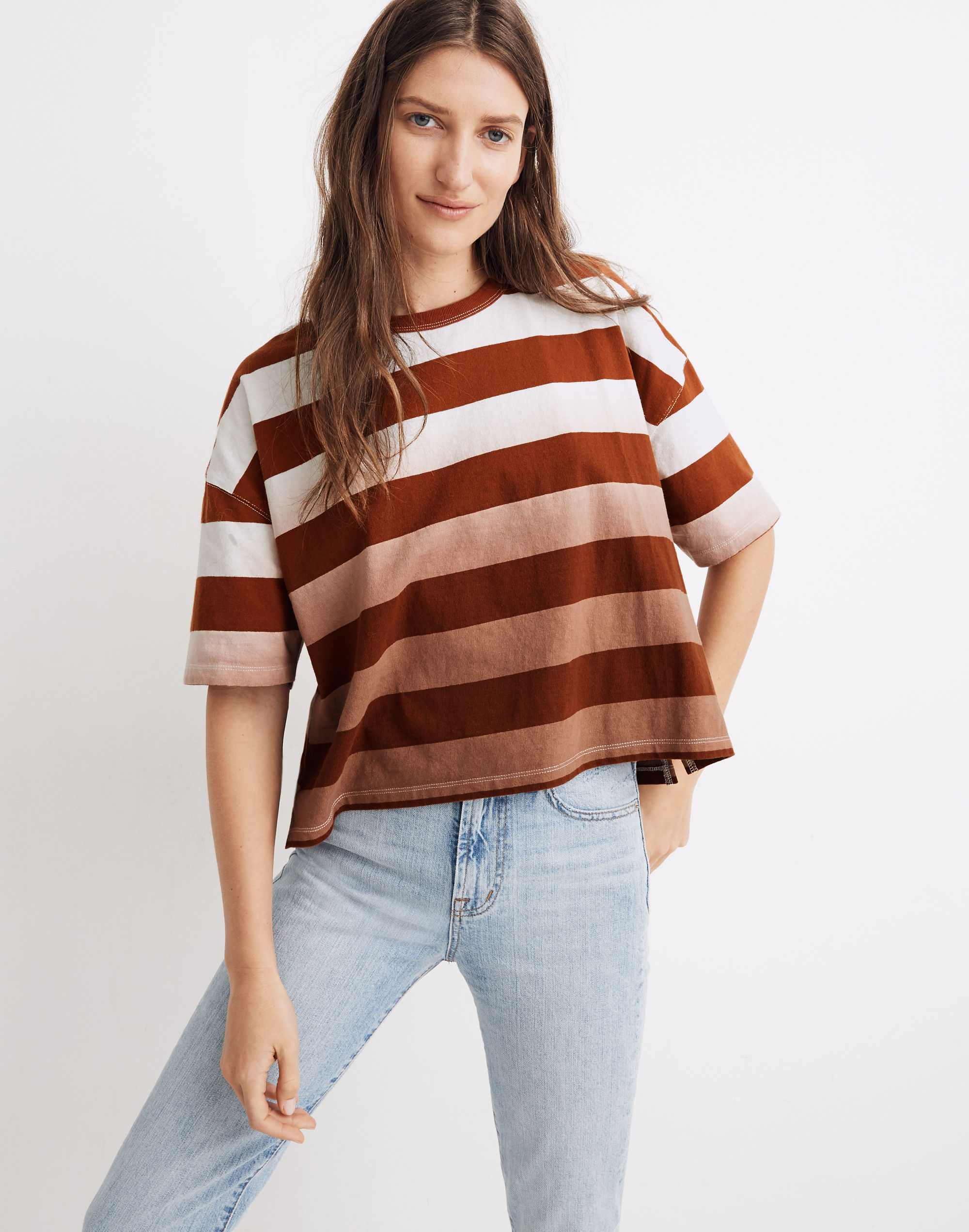 Dip-Dye Oversized Tee in Groton Stripe