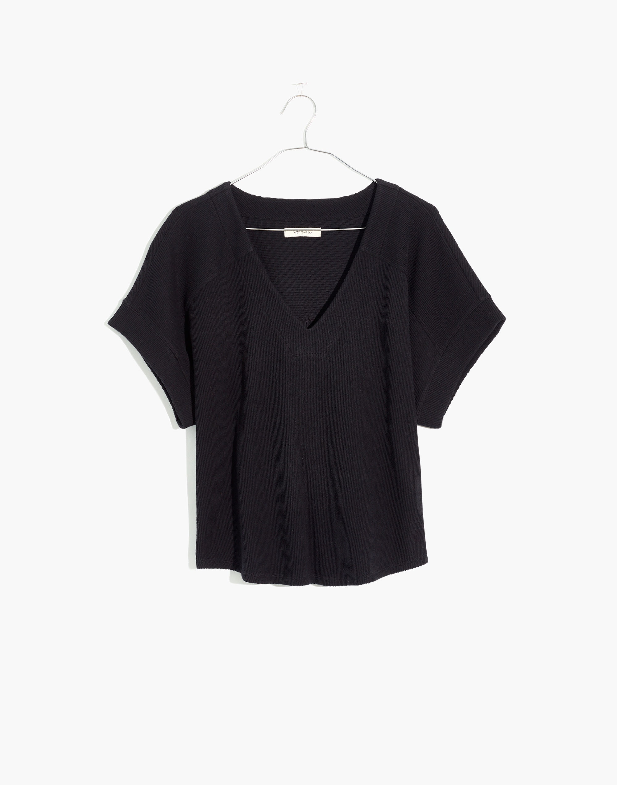 ottoman jacquard v-neck boxy top