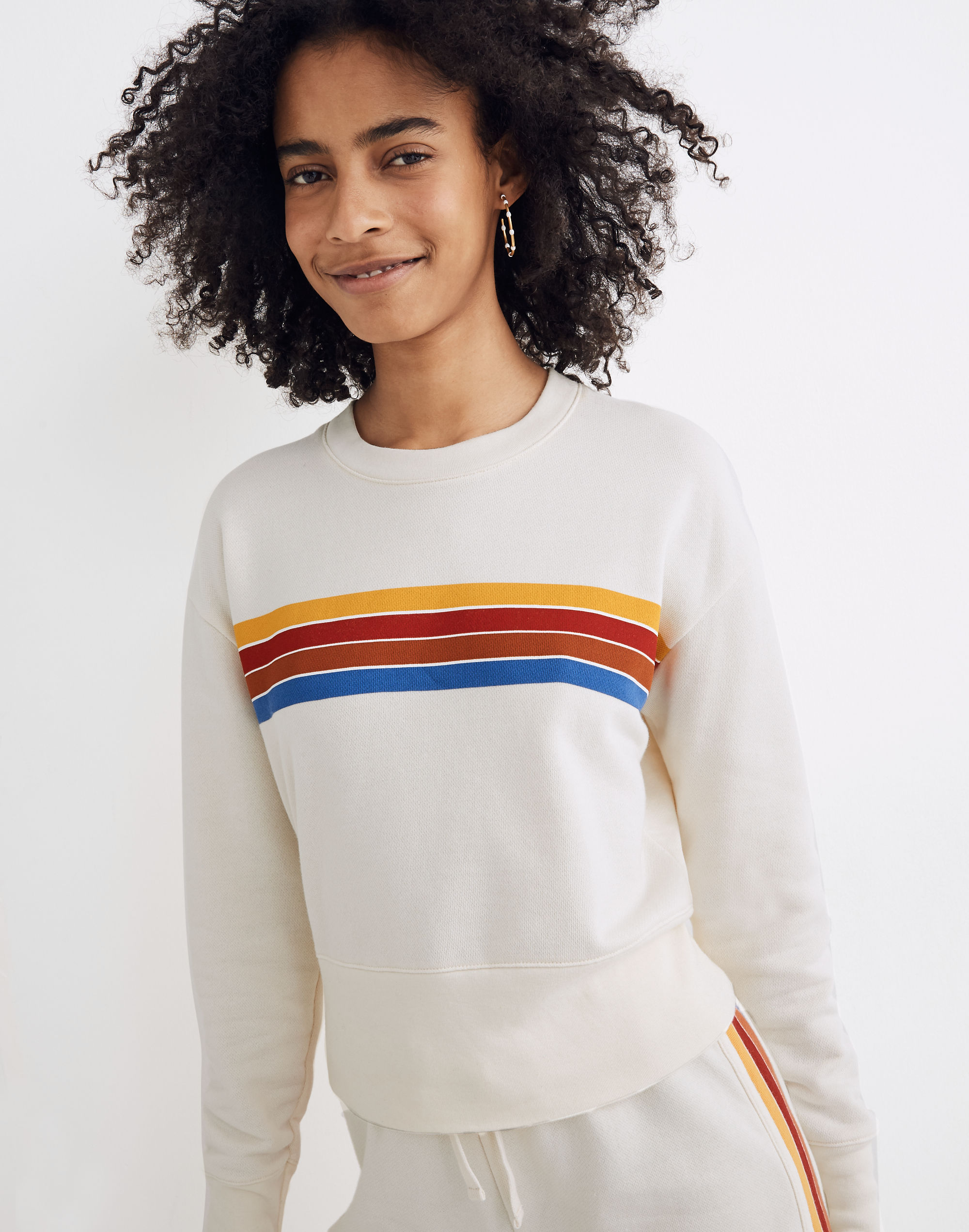 Rainbow-Inset Crop Sweatshirt