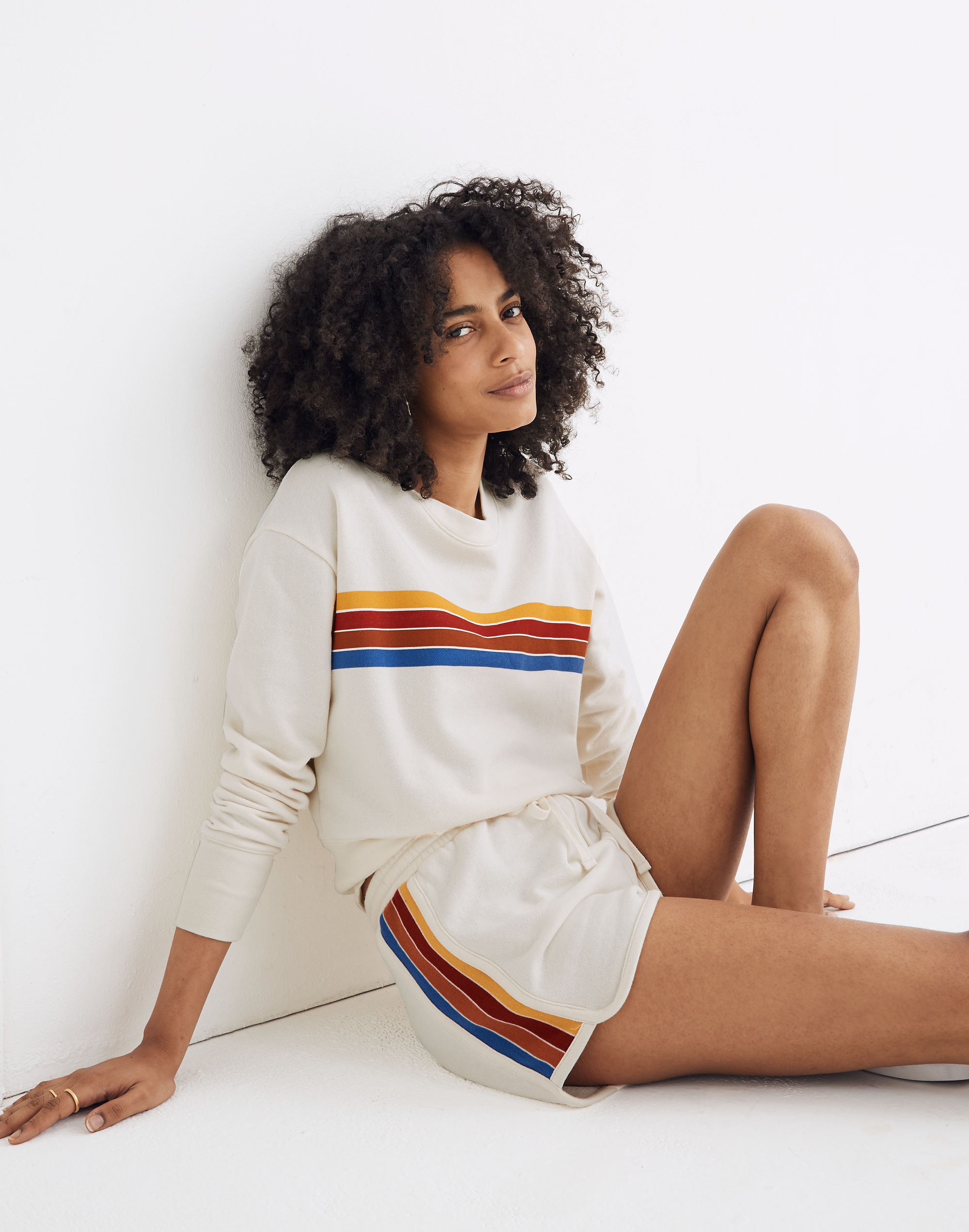 rainbow-inset crop sweatshirt