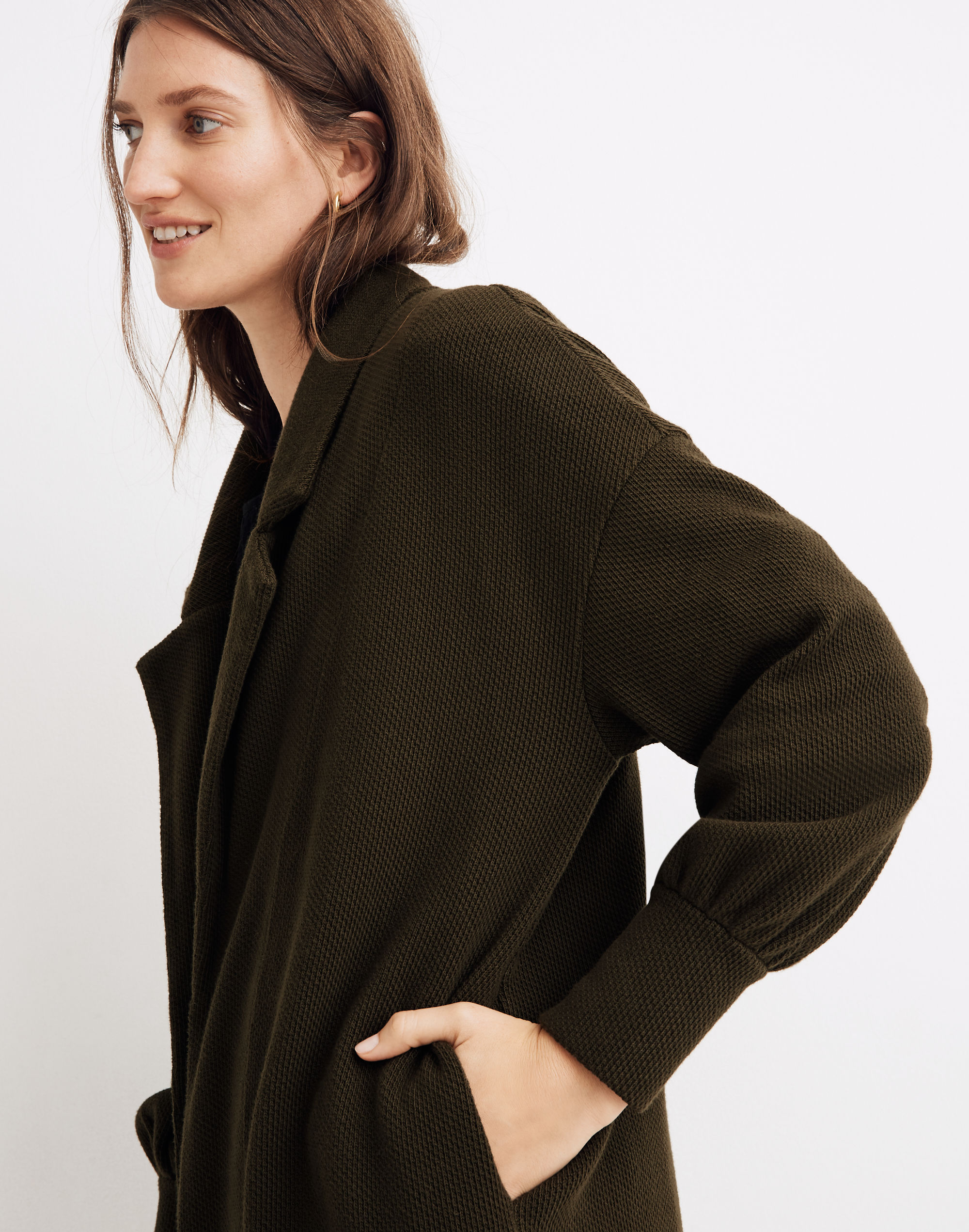 Piqu&eacute; Relaxed Cardigan Coat