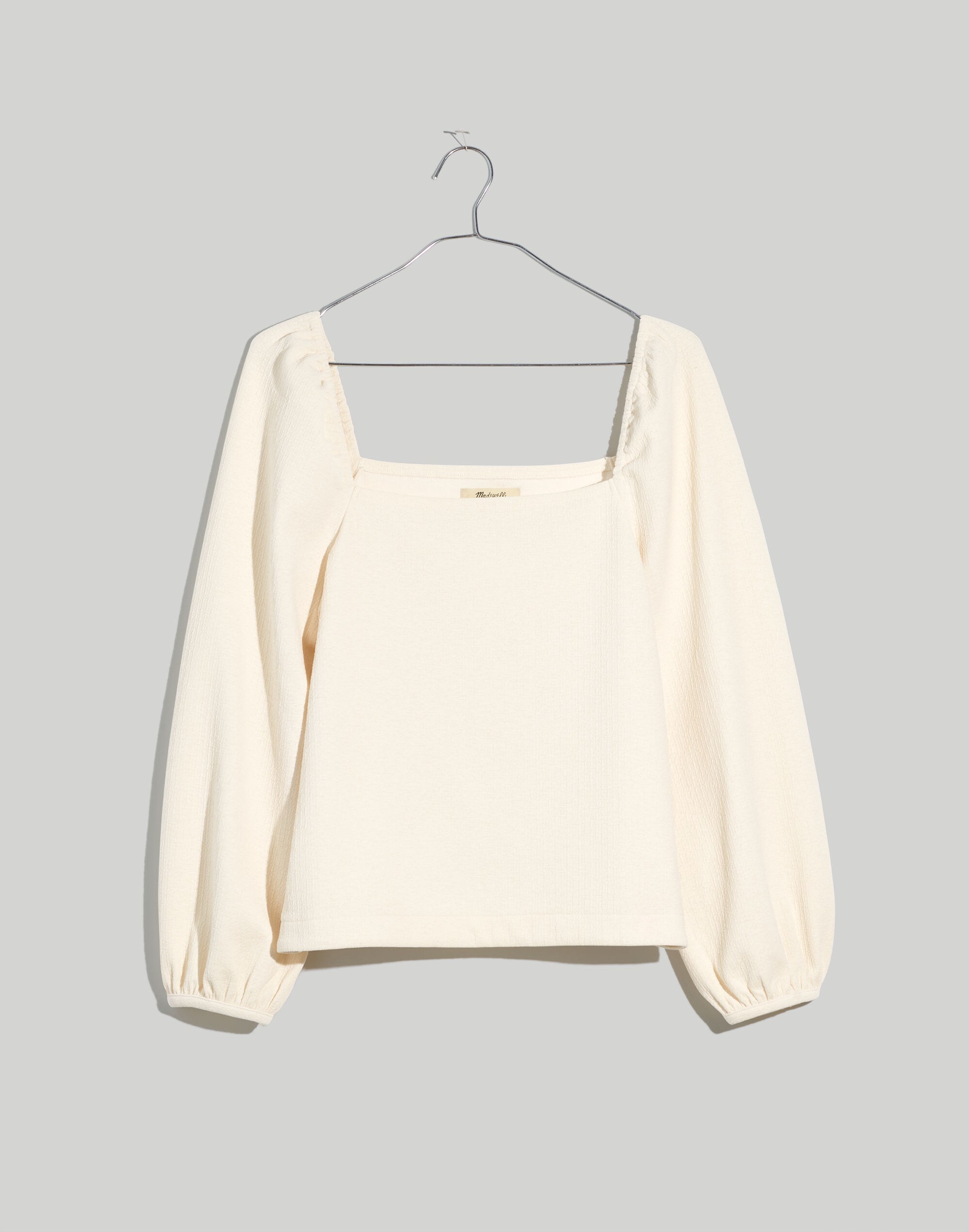 Crepe Square-Neck Puff-Sleeve Top