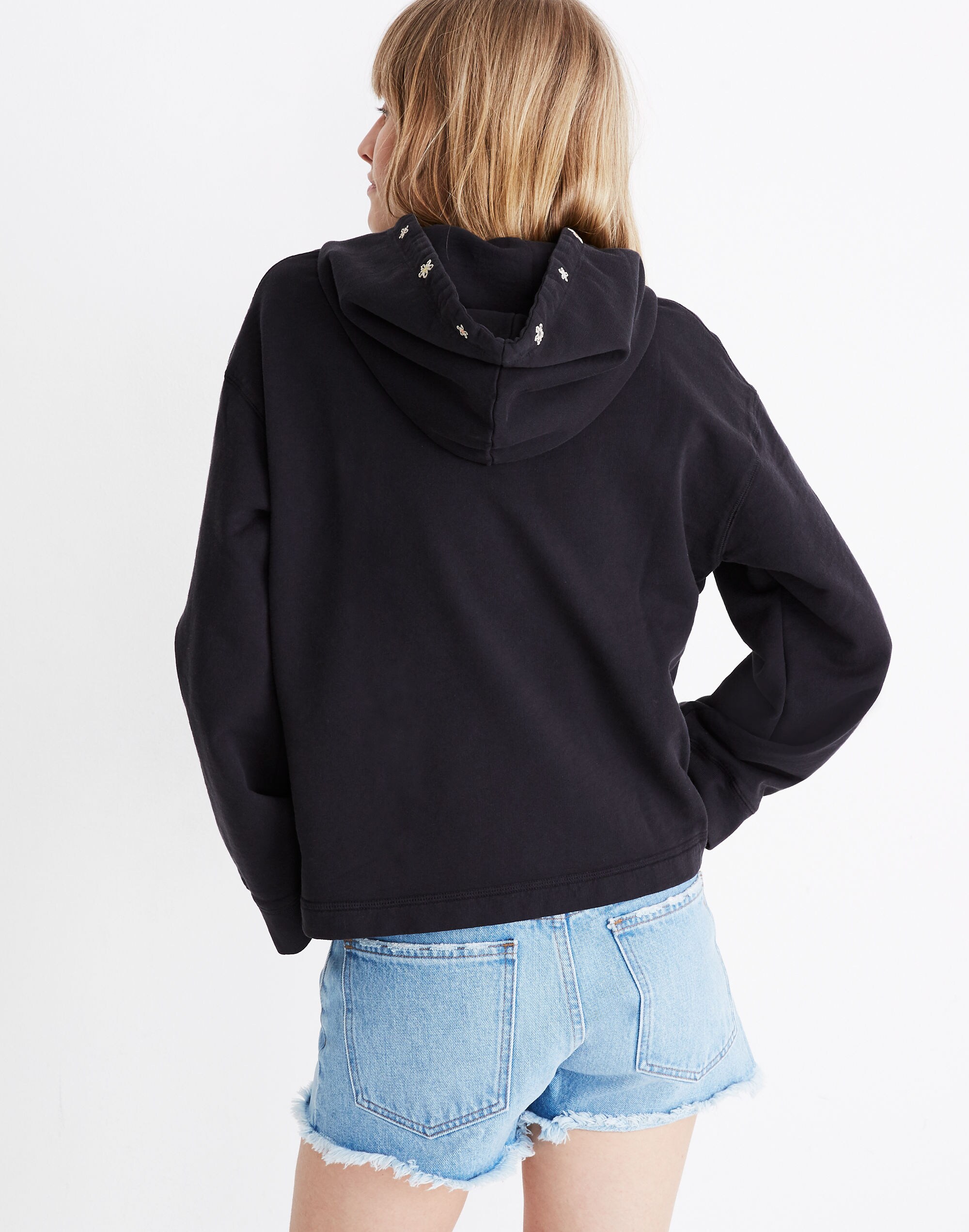 Rivet &amp; Thread Daisy Embroidered Hoodie Crop Sweatshirt