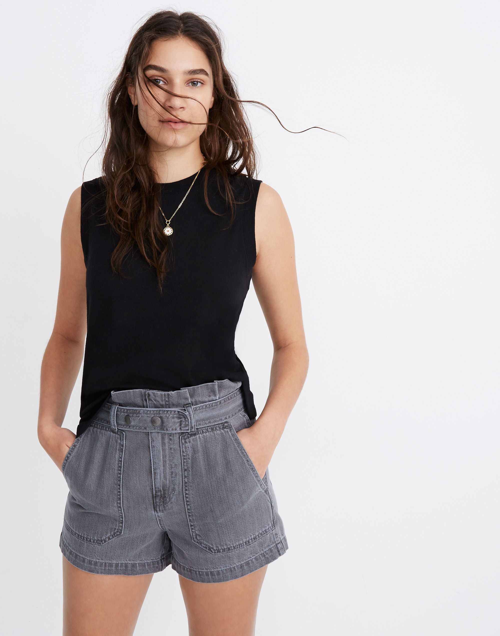 recycled cotton crewneck muscle tank