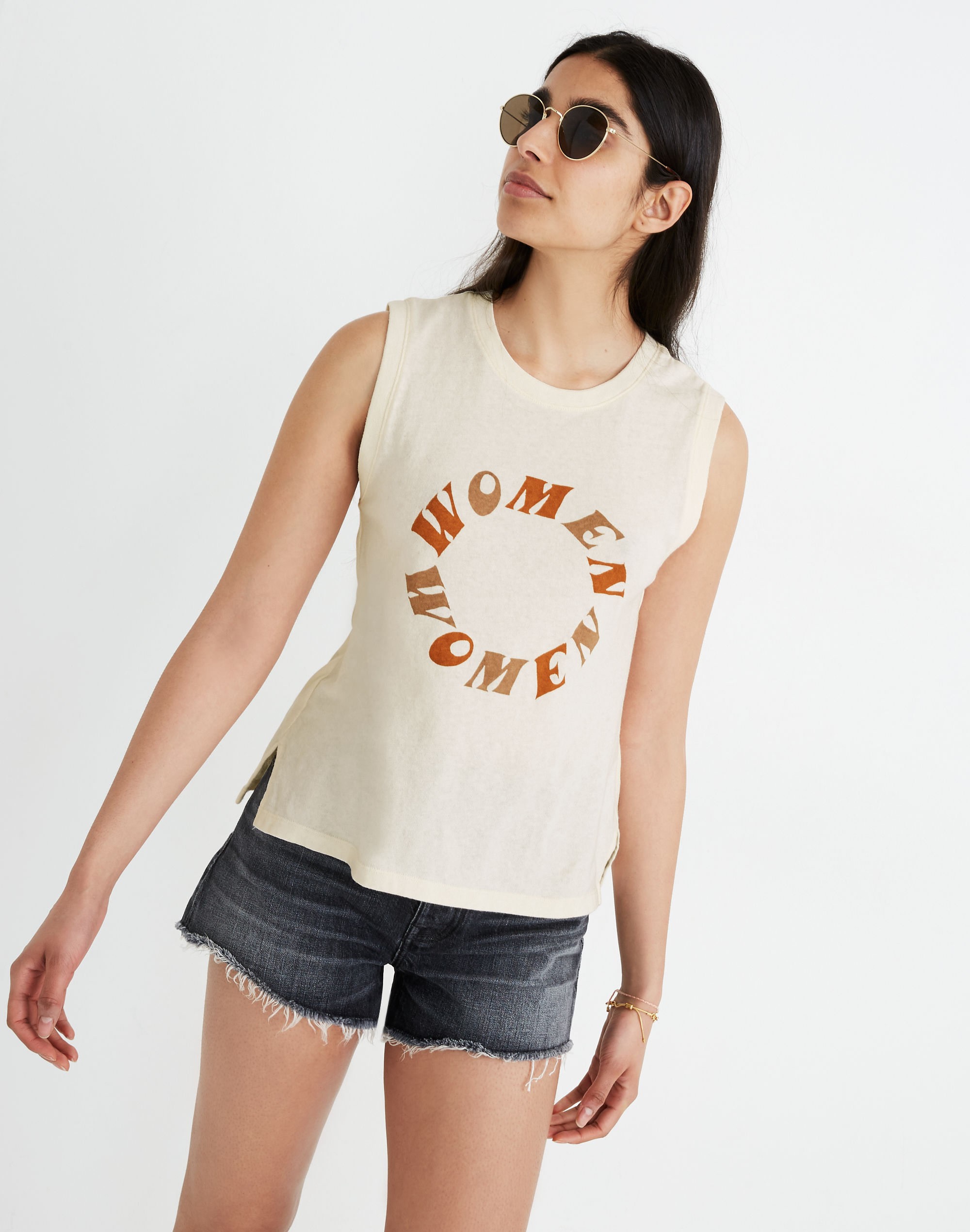 Recycled Cotton Women Graphic Crewneck Muscle Tee