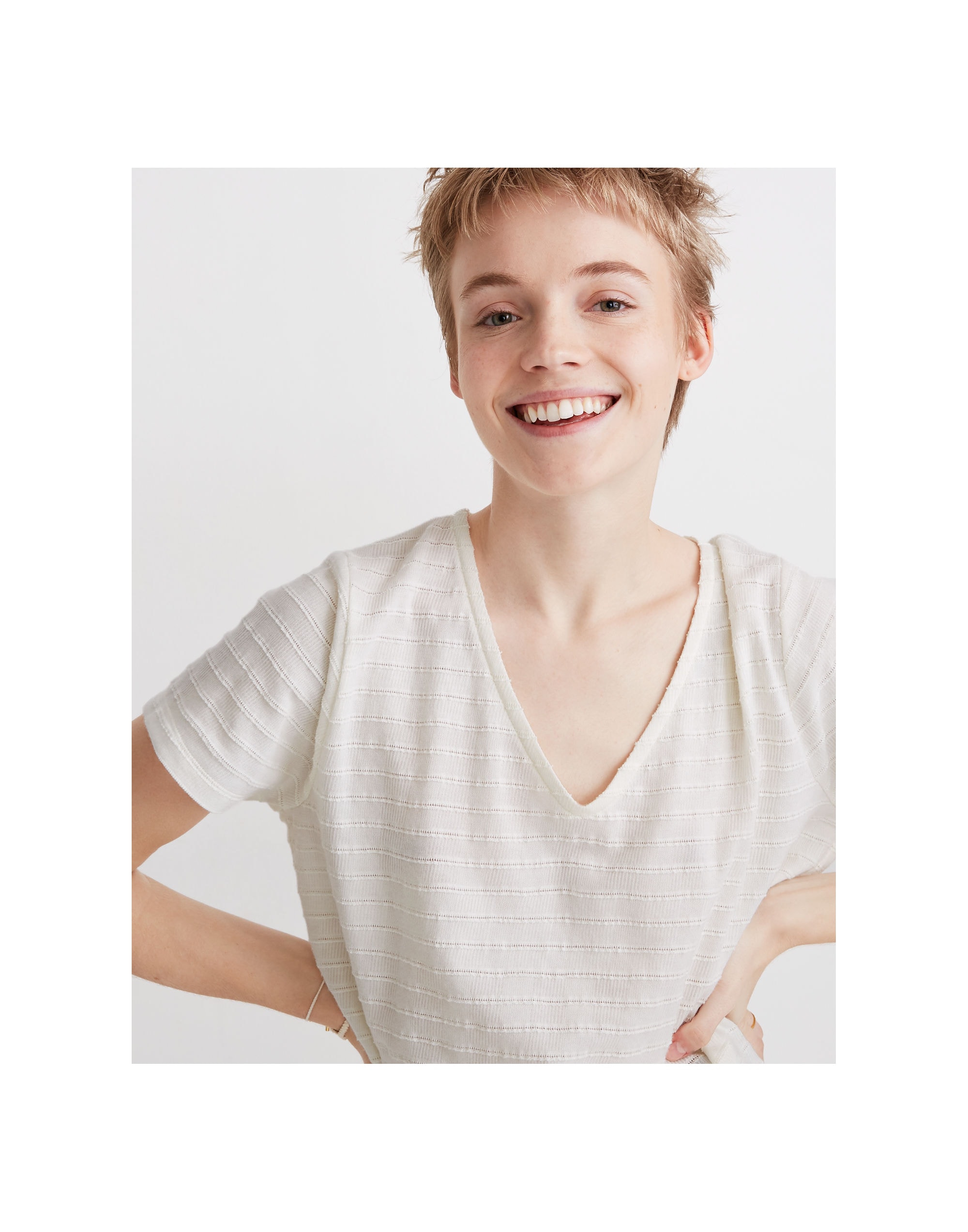 Textured V-Neck Setlist Boxy Top