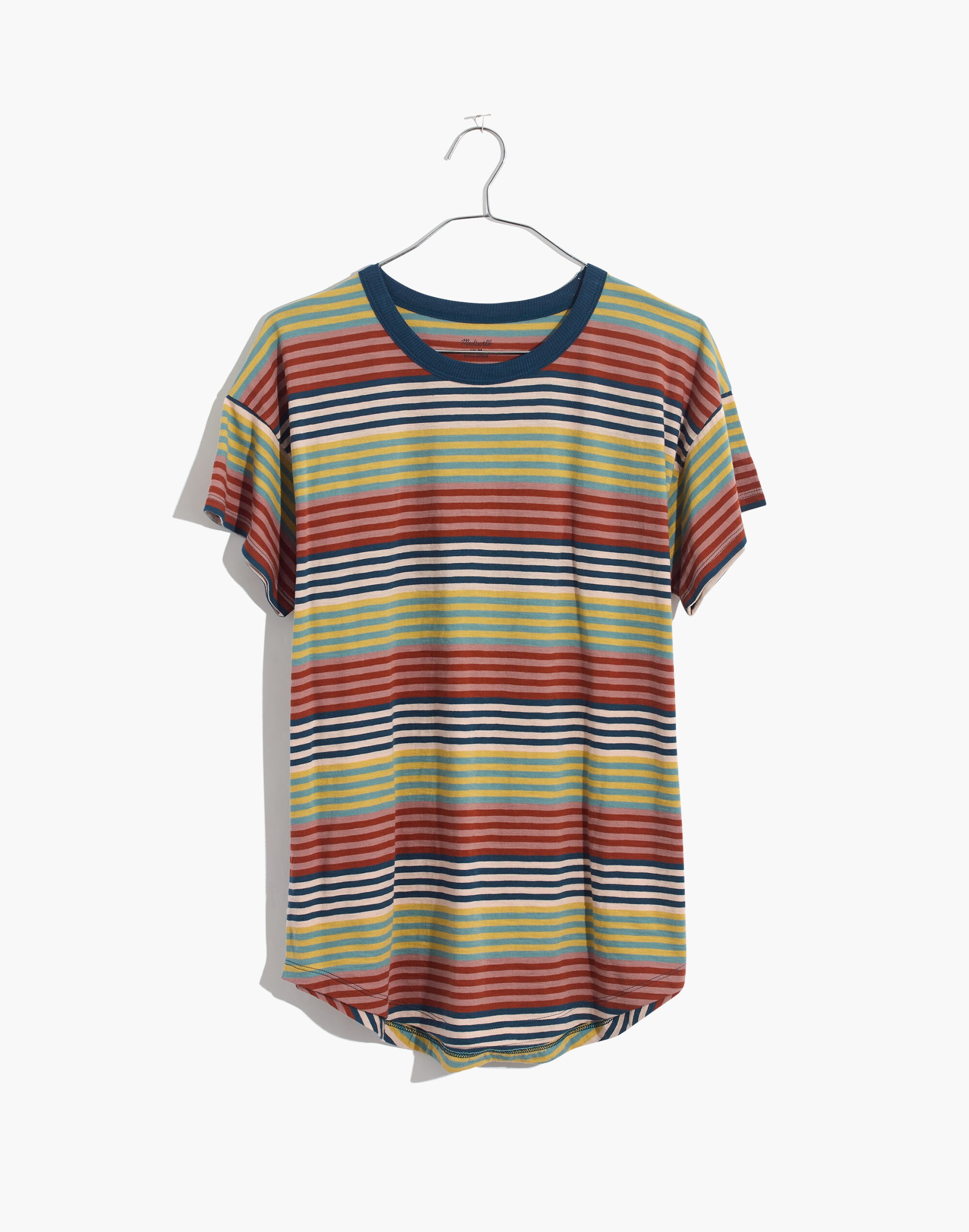 Whisper Cotton Rib-Crewneck Tee in Rocco Stripe