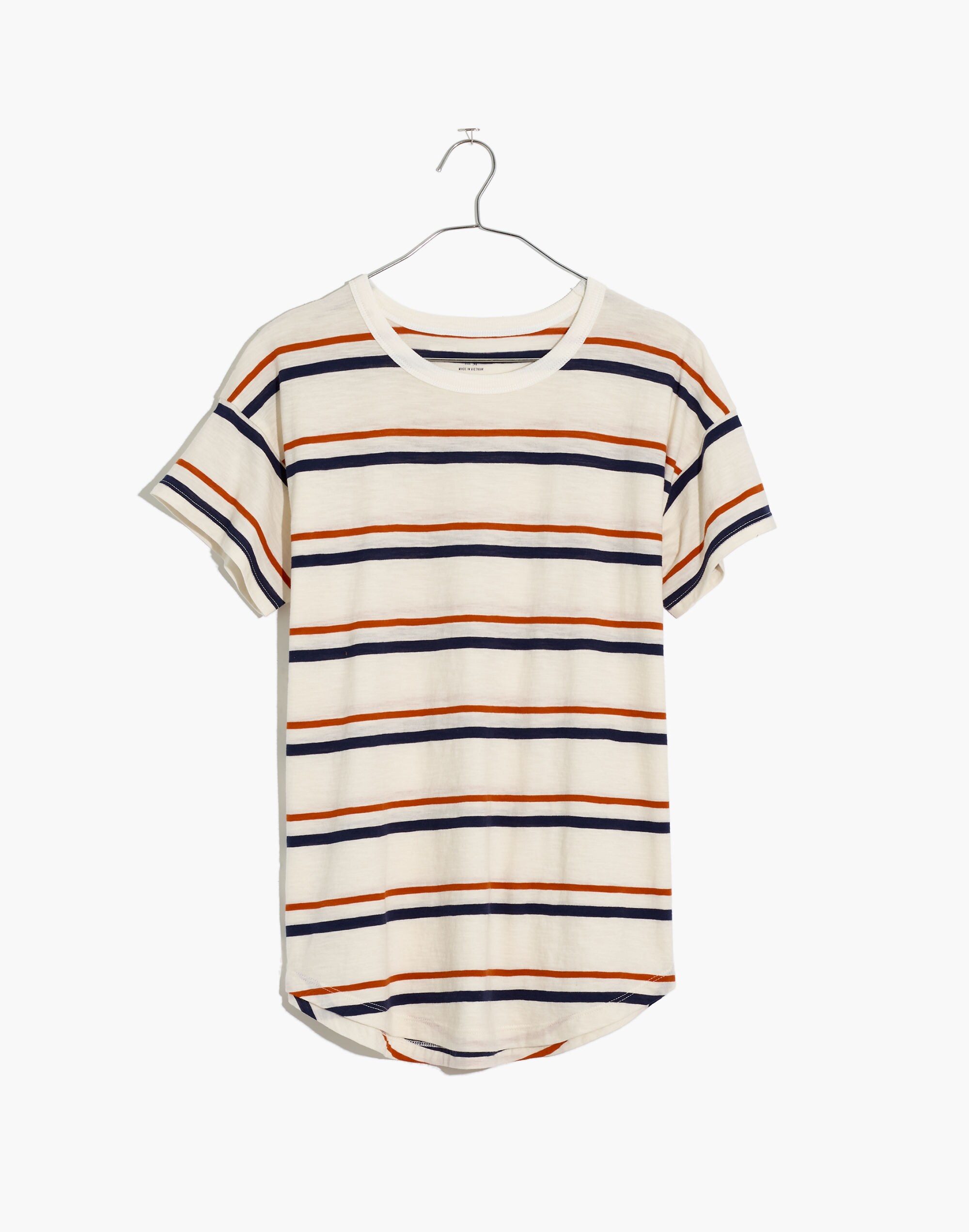 Whisper Cotton Rib-Crewneck Tee in Smithly Stripe