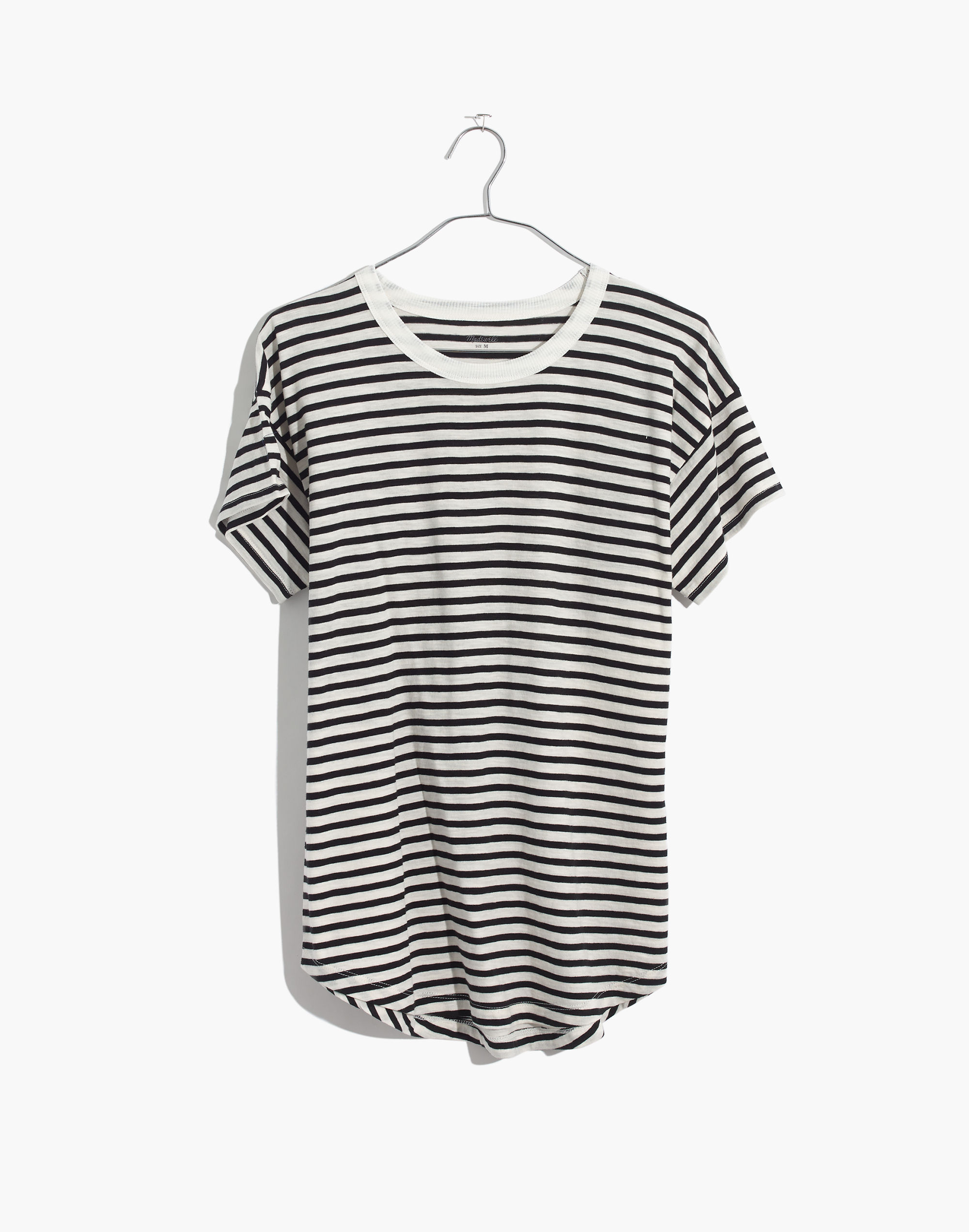 Whisper Cotton Rib-Crewneck Tee in Bridgewater Stripe