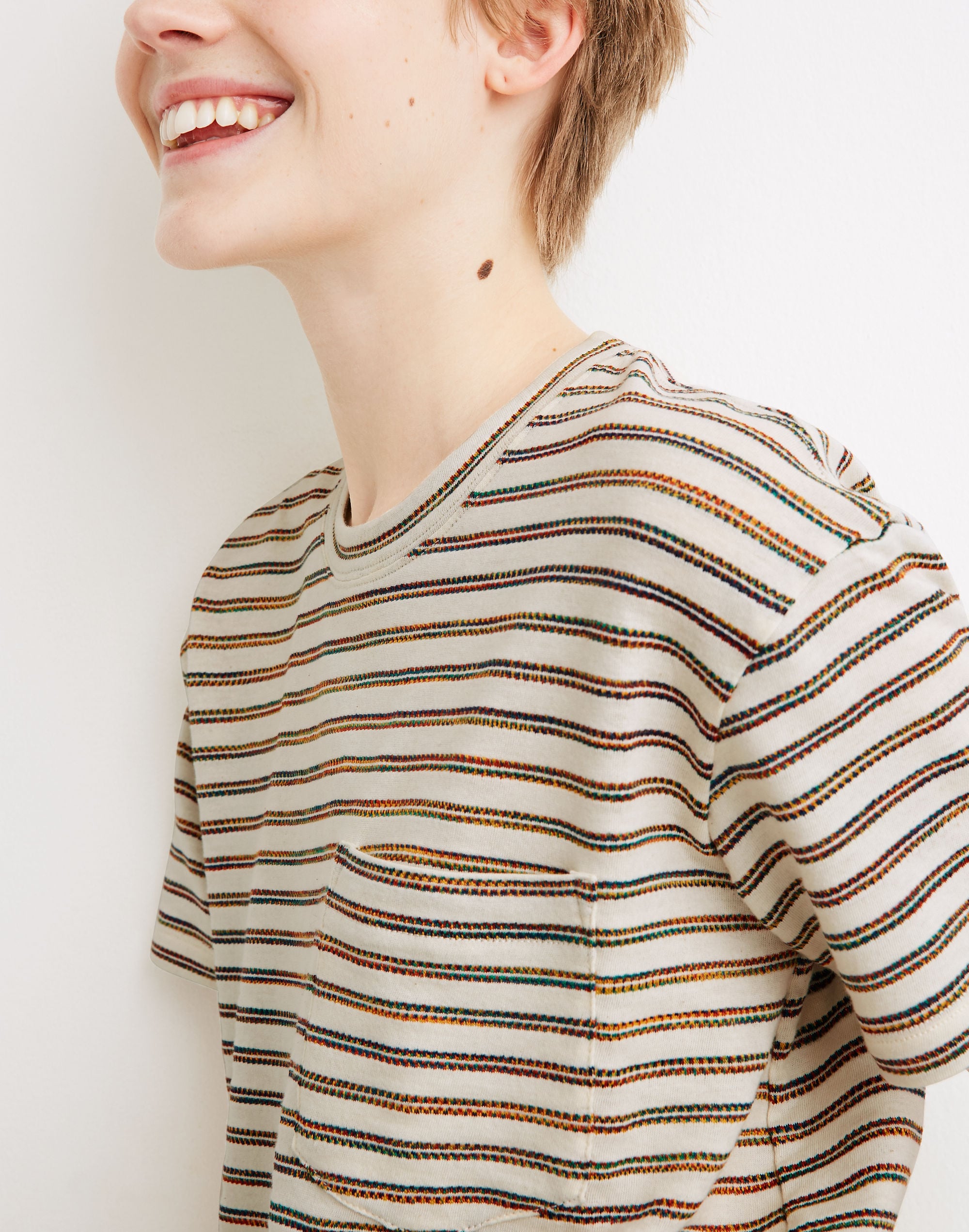 Easy Crop Tee in Textured Stripe