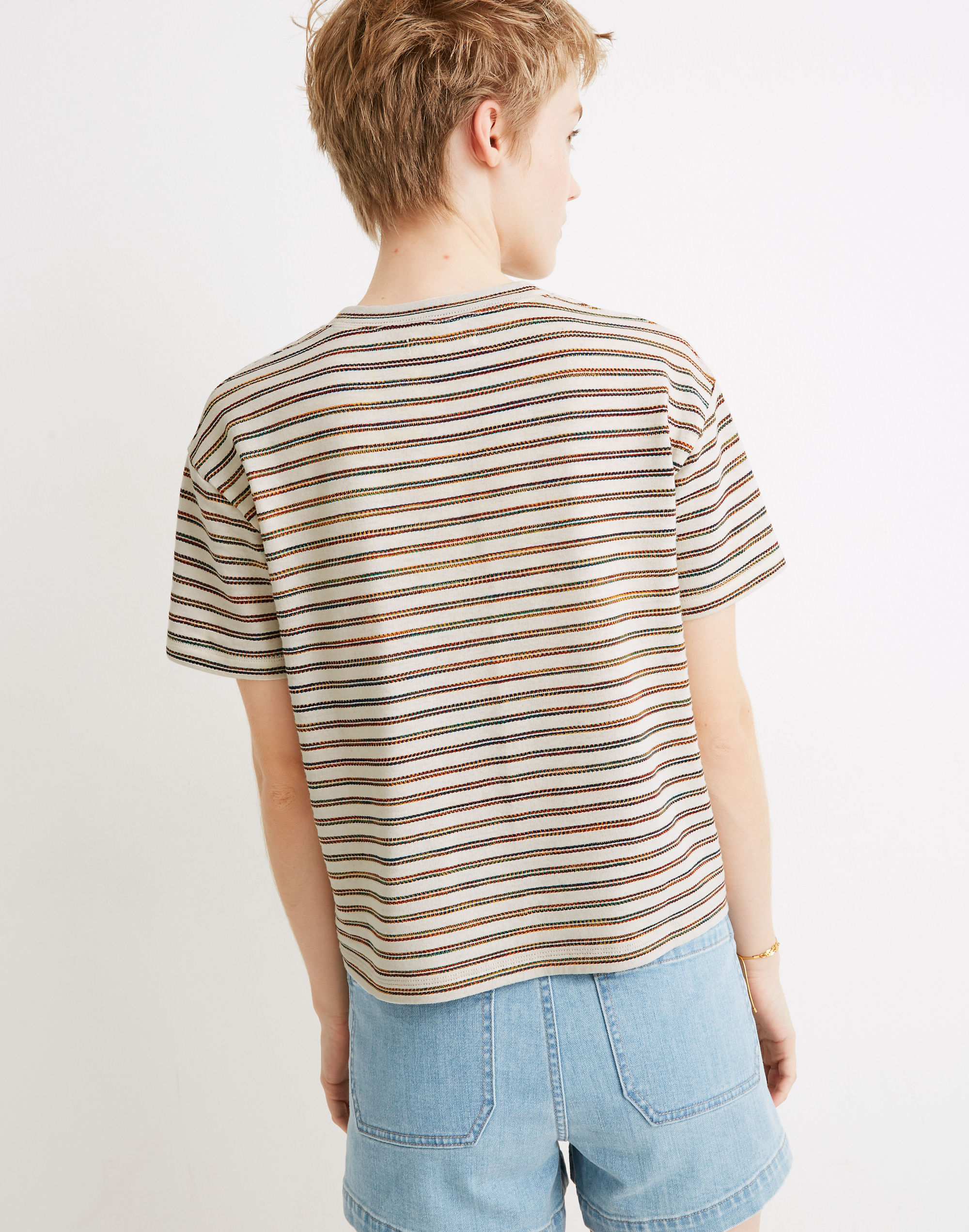 Easy Crop Tee in Textured Stripe