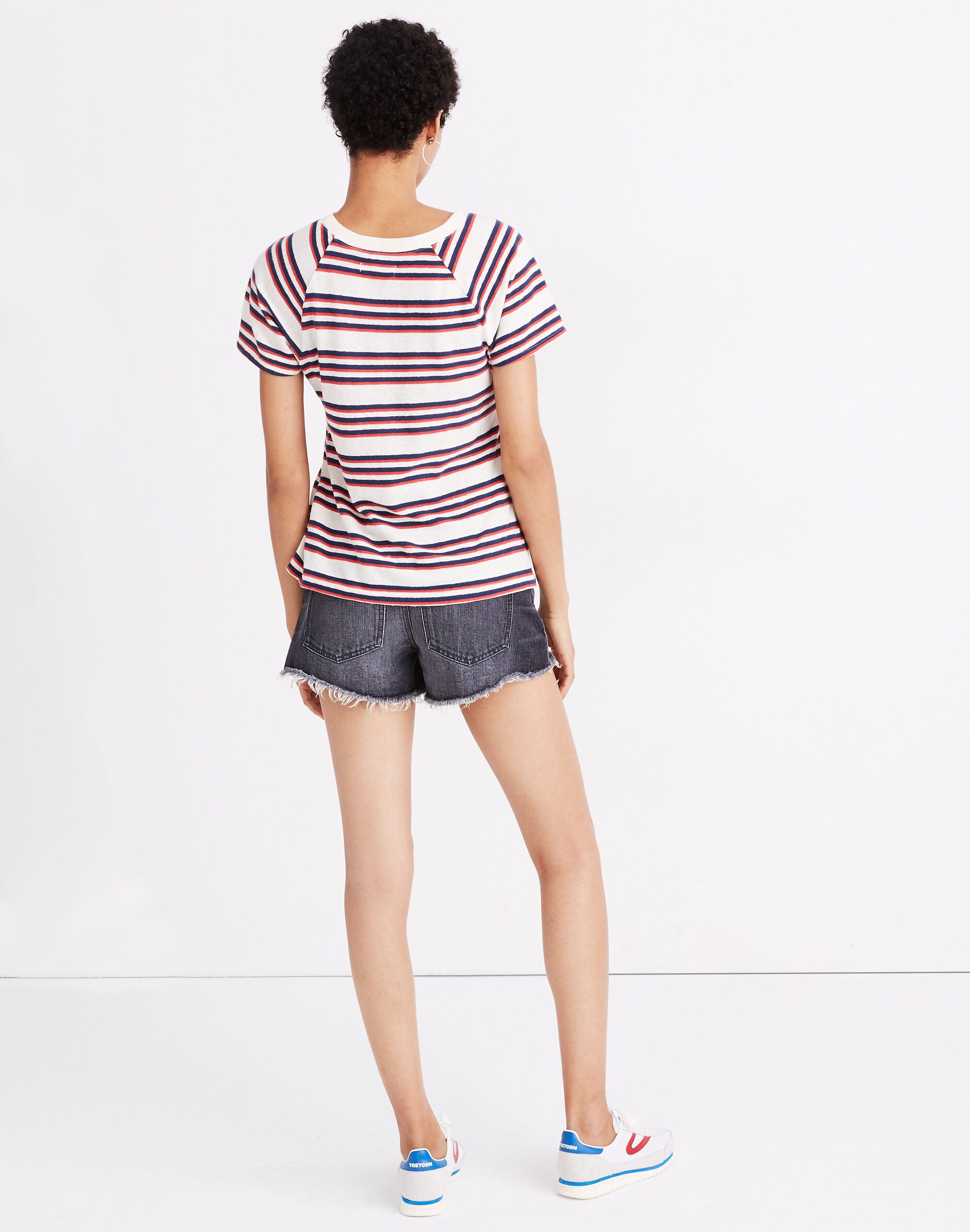 Flare-Sleeve Raglan Tee in Stripe