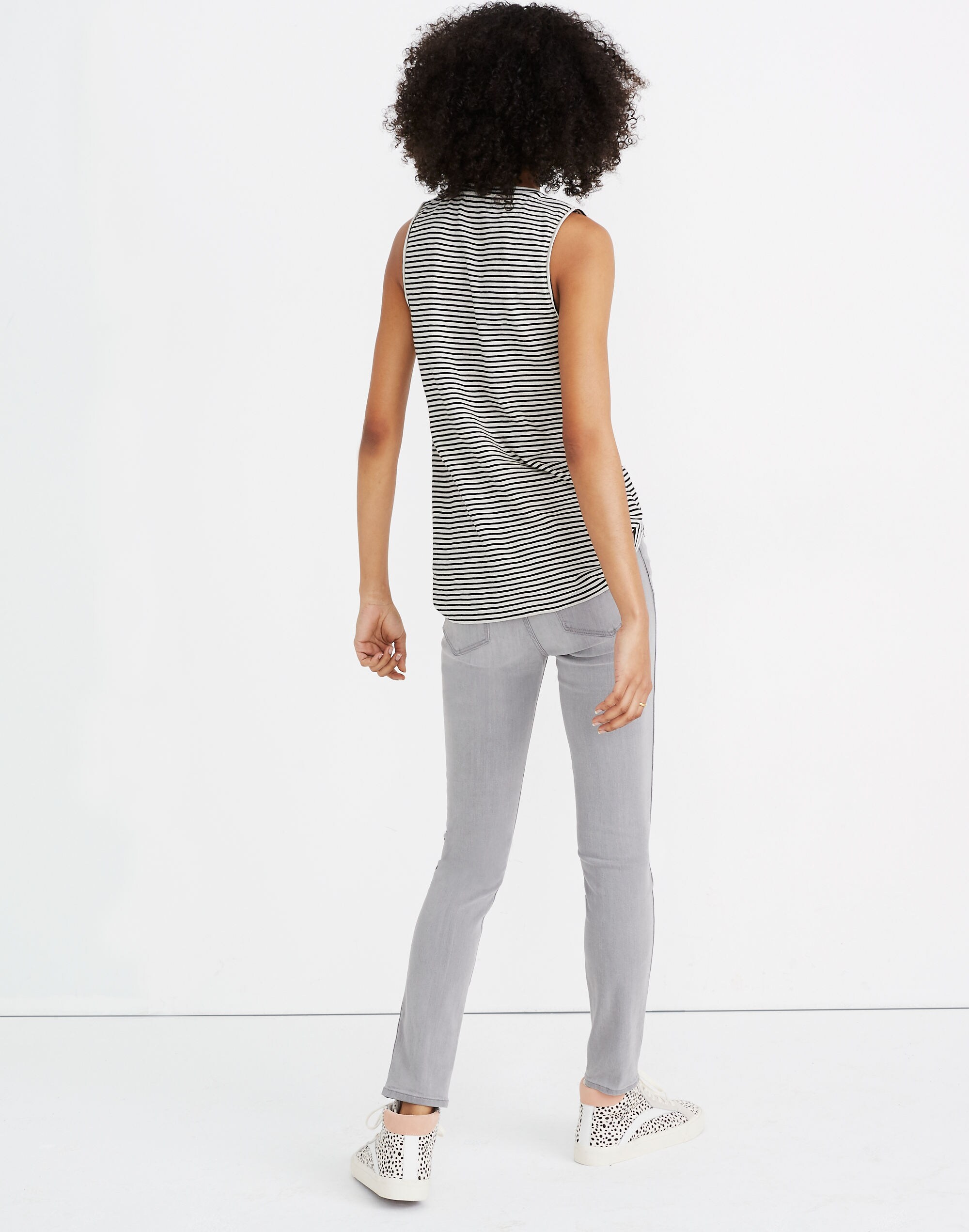 Whisper Cotton V-Neck Pocket Tank in Eastwood Stripe