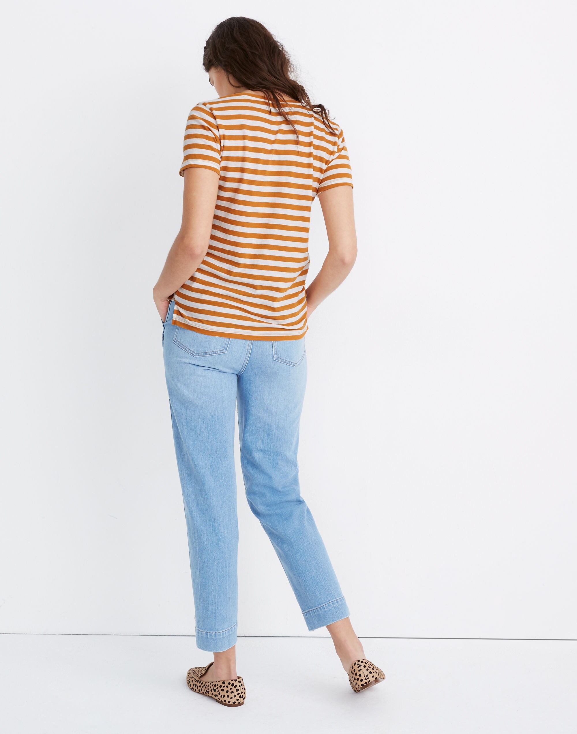 Whisper Cotton V-Neck Pocket Tee in Richie Stripe