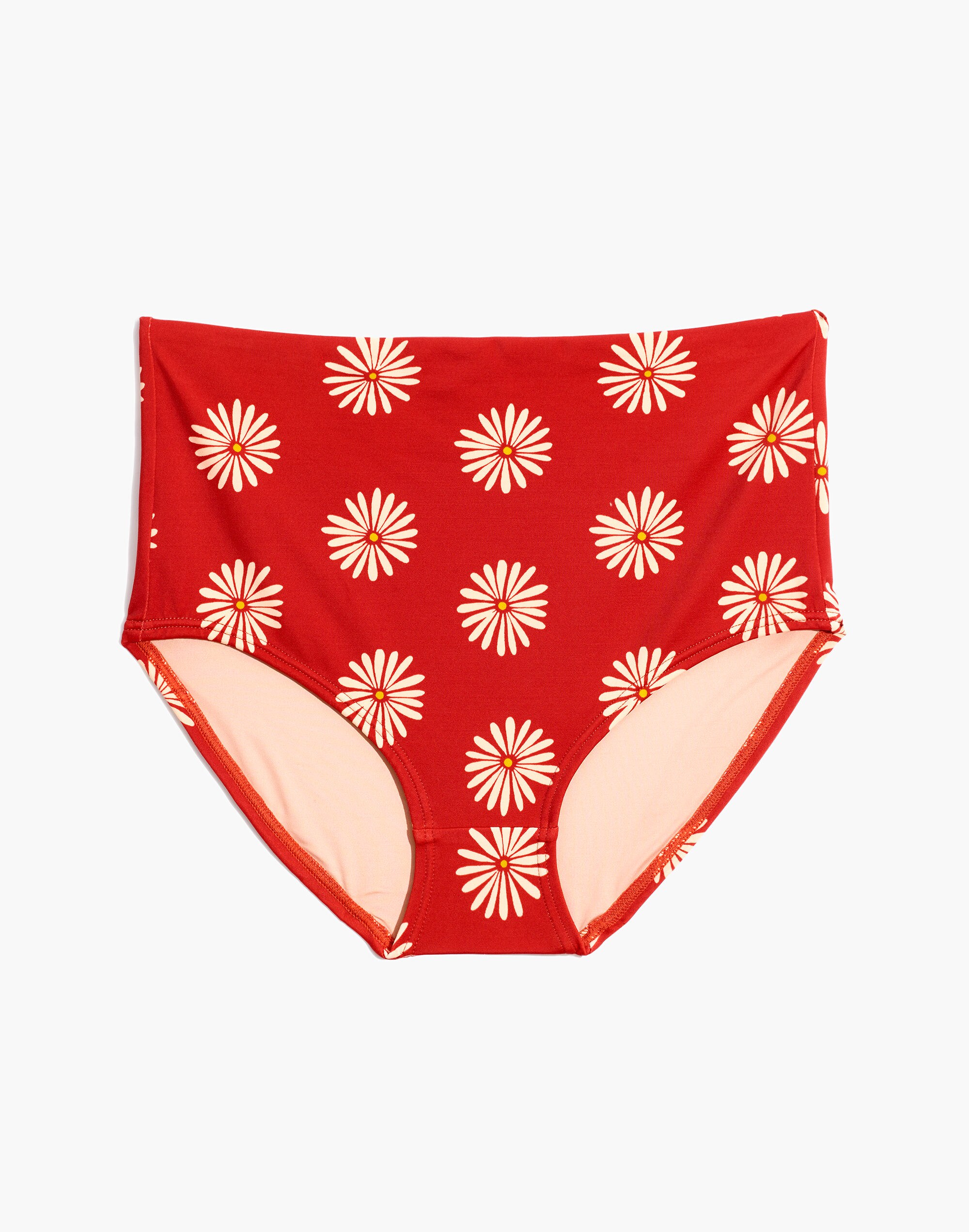 Madewell Second Wave Retro High-Waisted Bikini Bottom in Daisy Daydream