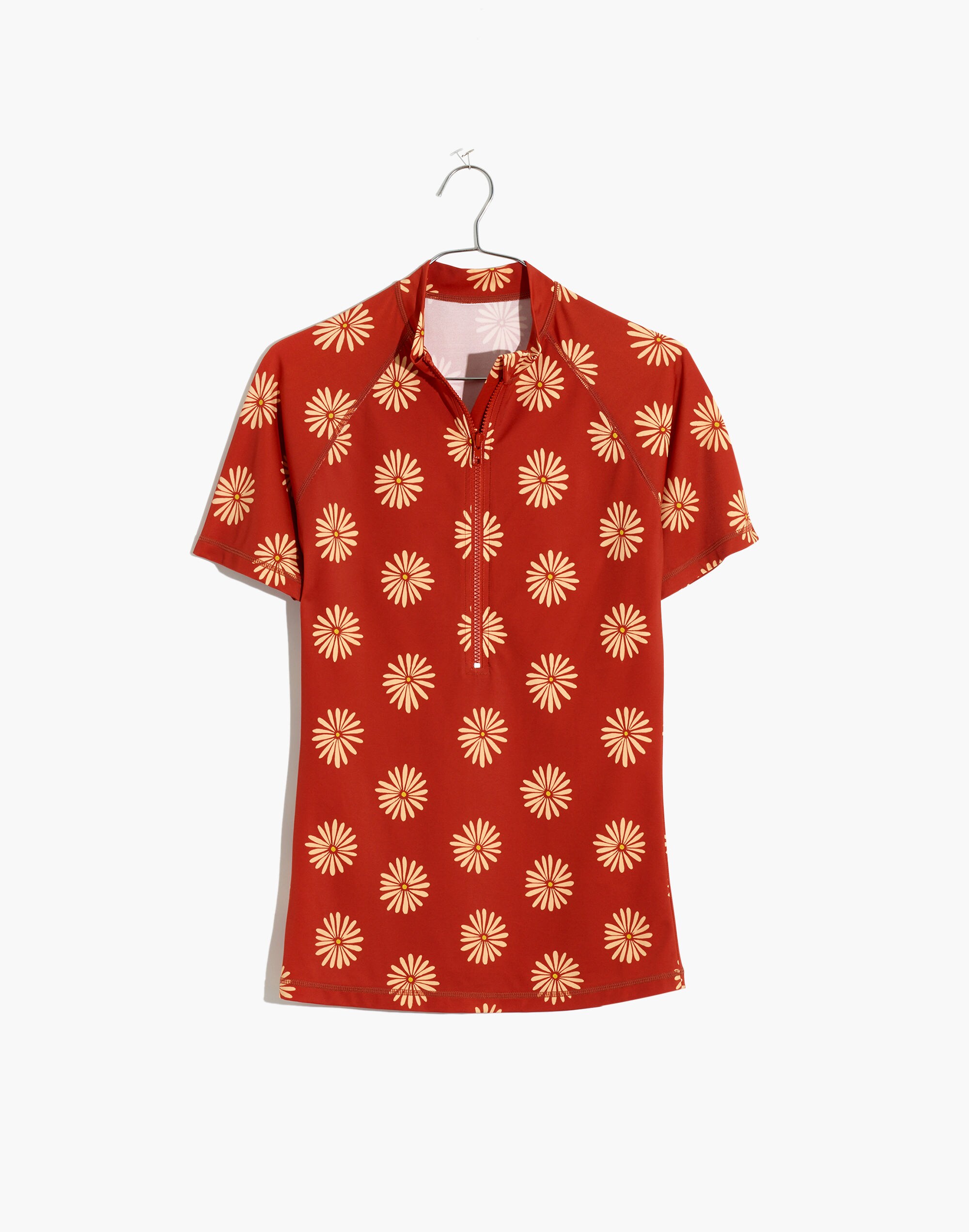 Madewell Second Wave Short-Sleeve Rash Guard in Daisy Daydream