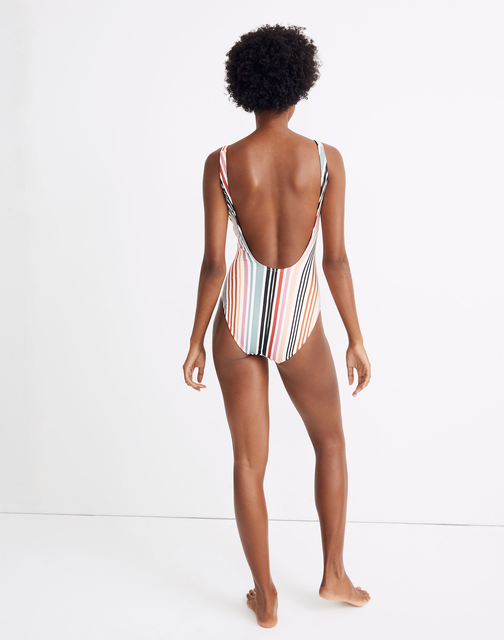 Madewell Second Wave Tank One-Piece Swimsuit in Rainbow Stripe