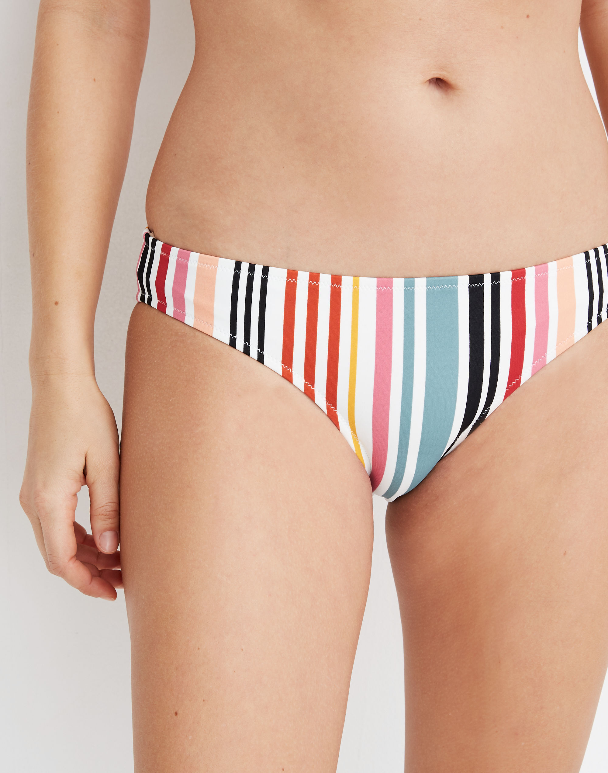 Madewell Second Wave Classic Bikini Bottom in Rainbow Stripe