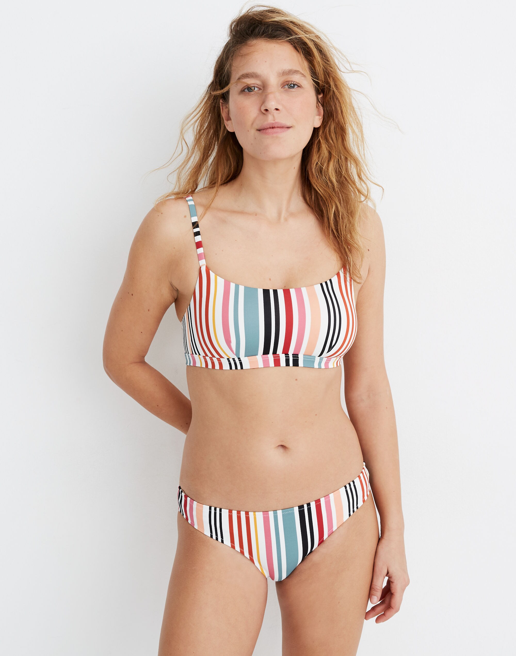 Madewell Second Wave Classic Bikini Bottom in Rainbow Stripe
