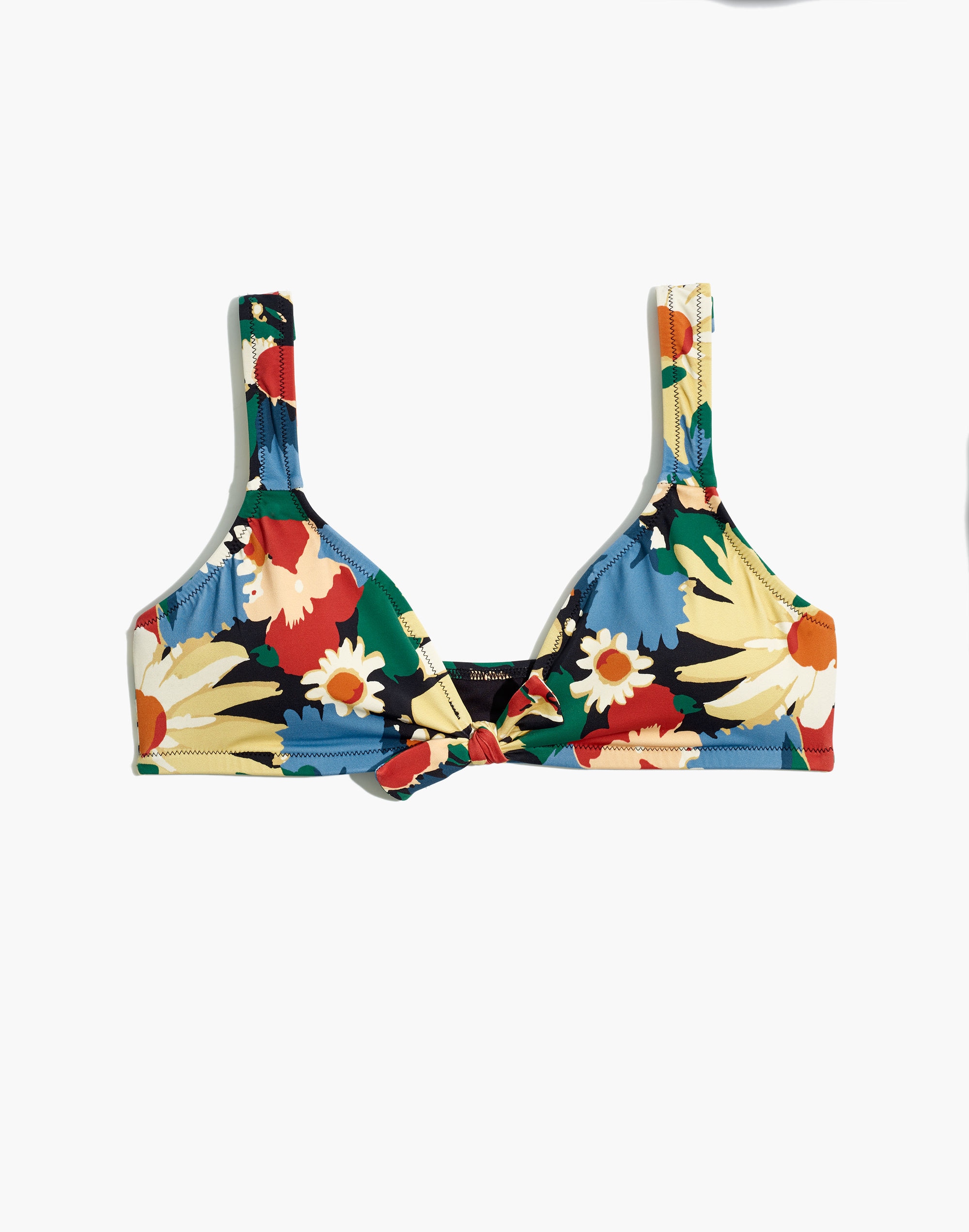 Madewell Second Wave Tie-Front Bikini Top in Painted Garden