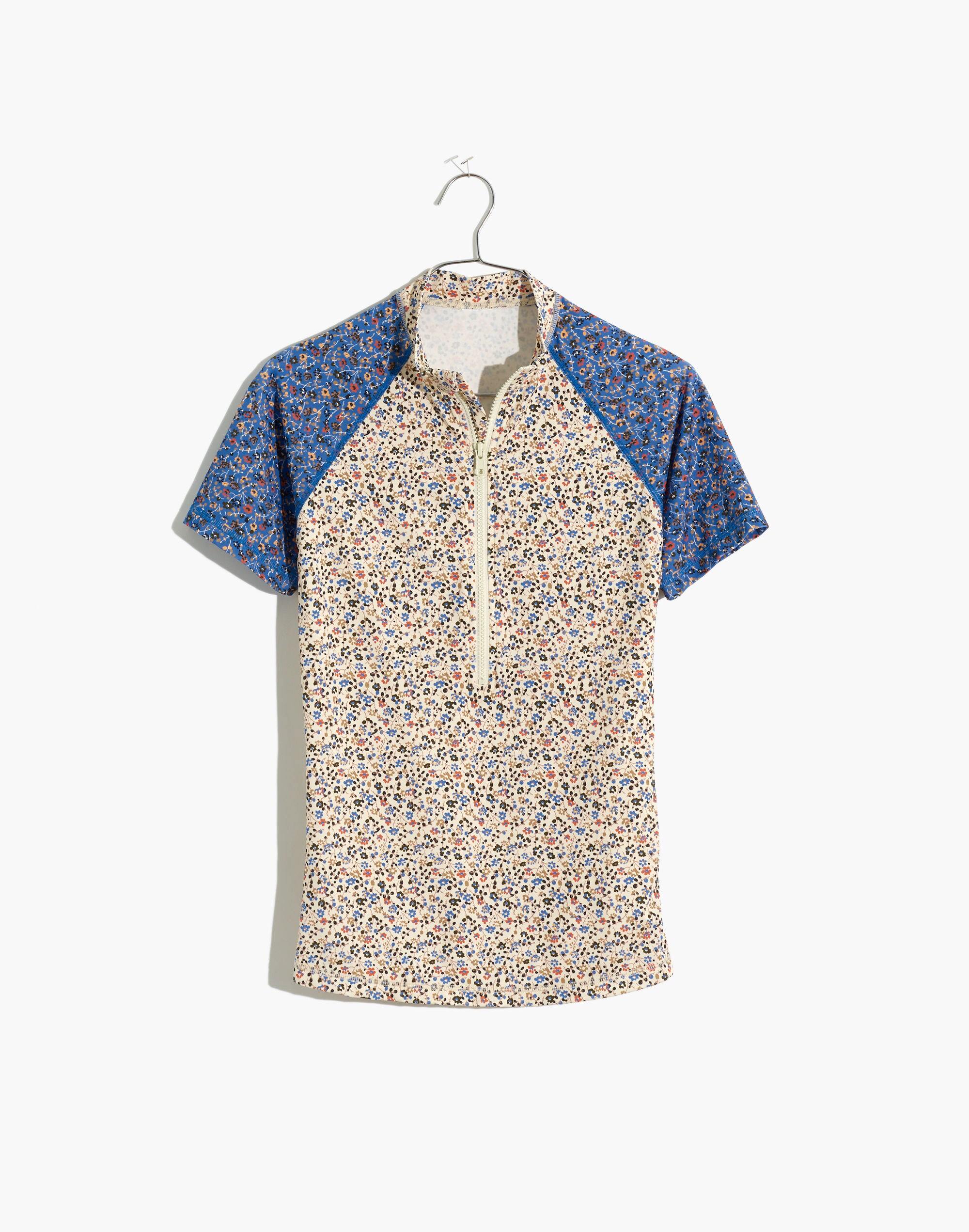 Madewell Second Wave Short-Sleeve Rash Guard in Fieldwalk Mix