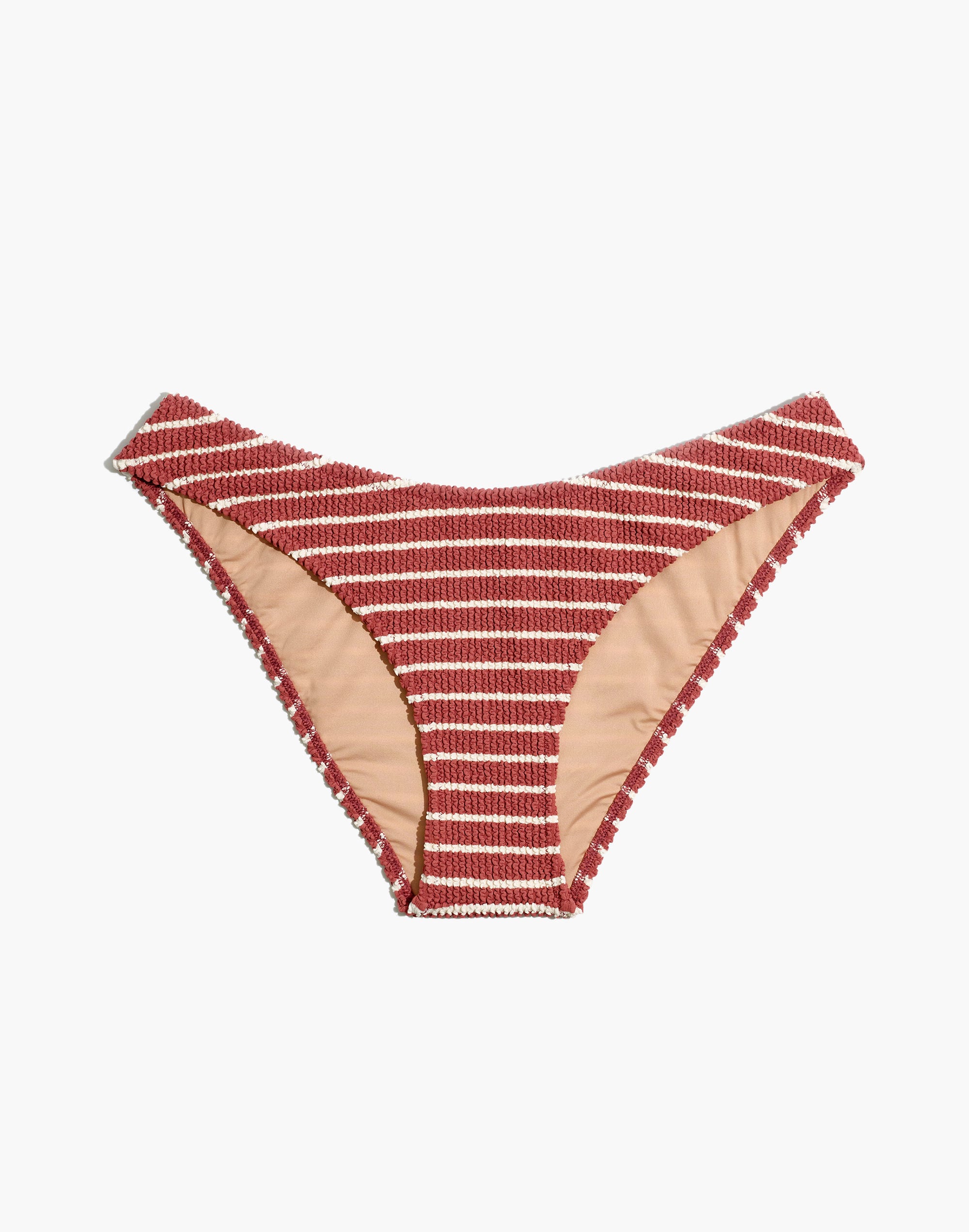 Madewell Second Wave Textured Curve-Waist Bikini Bottom in Stripe