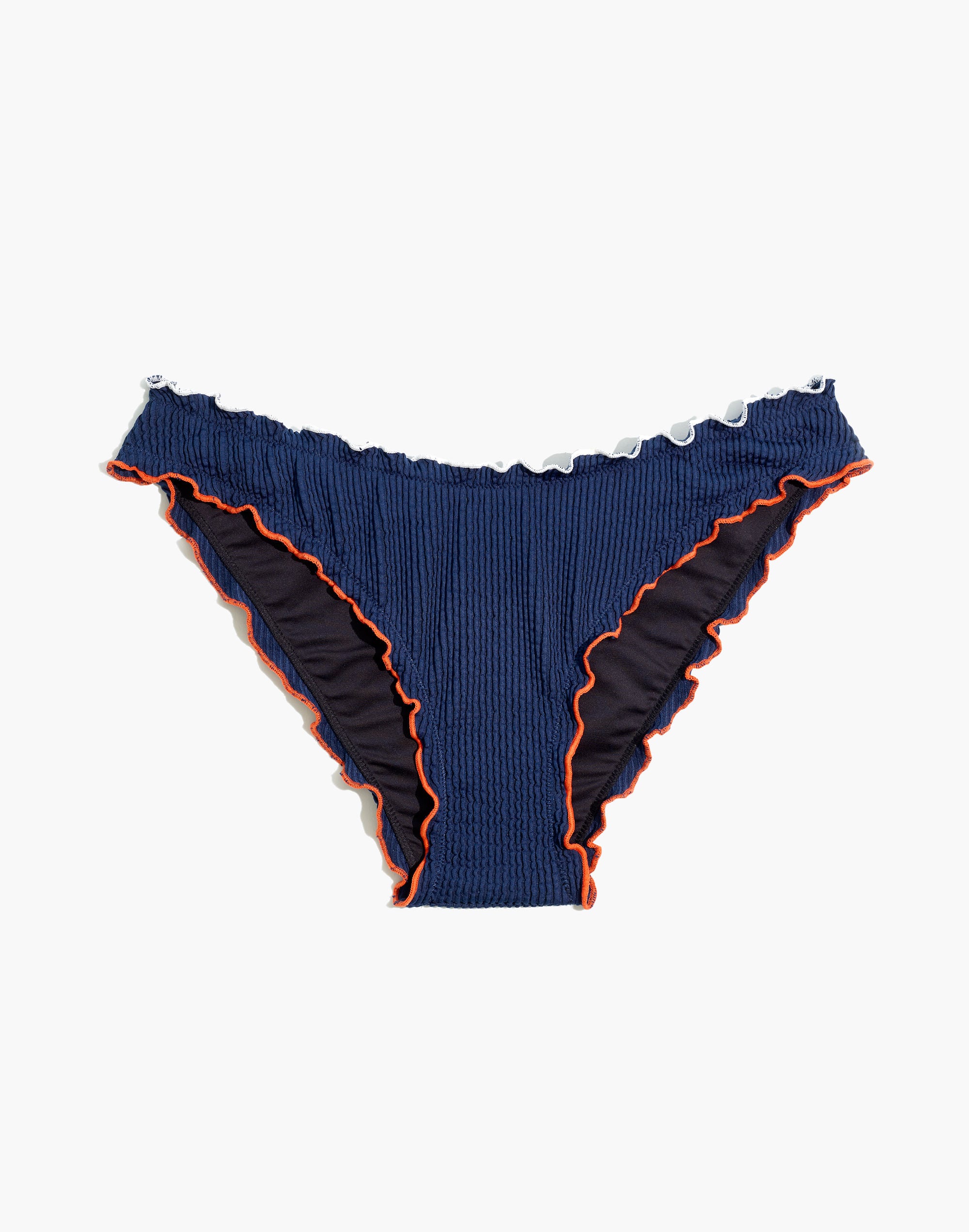 Madewell Second Wave Ruffle-Edge Textured Curved-Waist Bikini Bottom