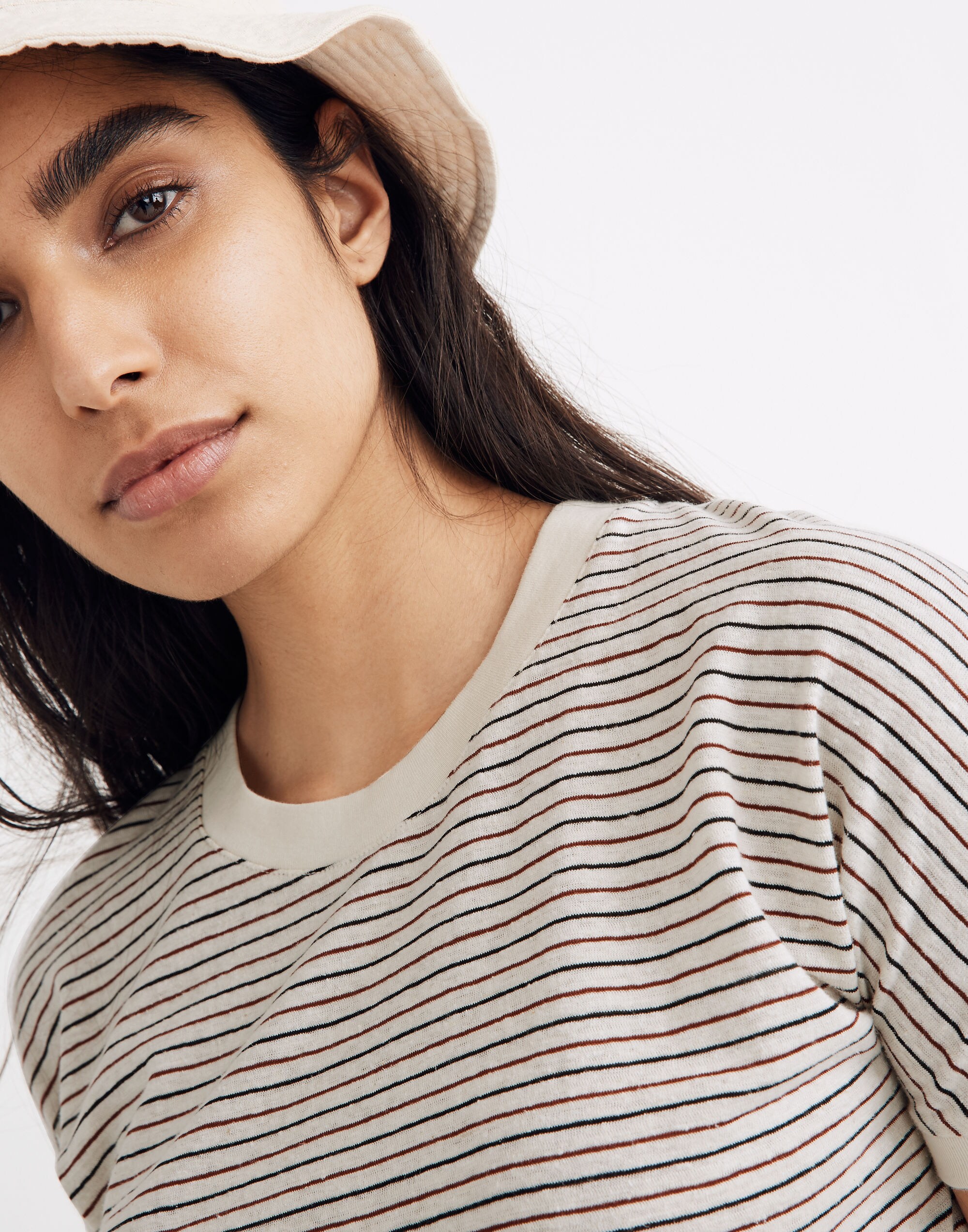 Hemp Relaxed Drapey Tee in Stripe