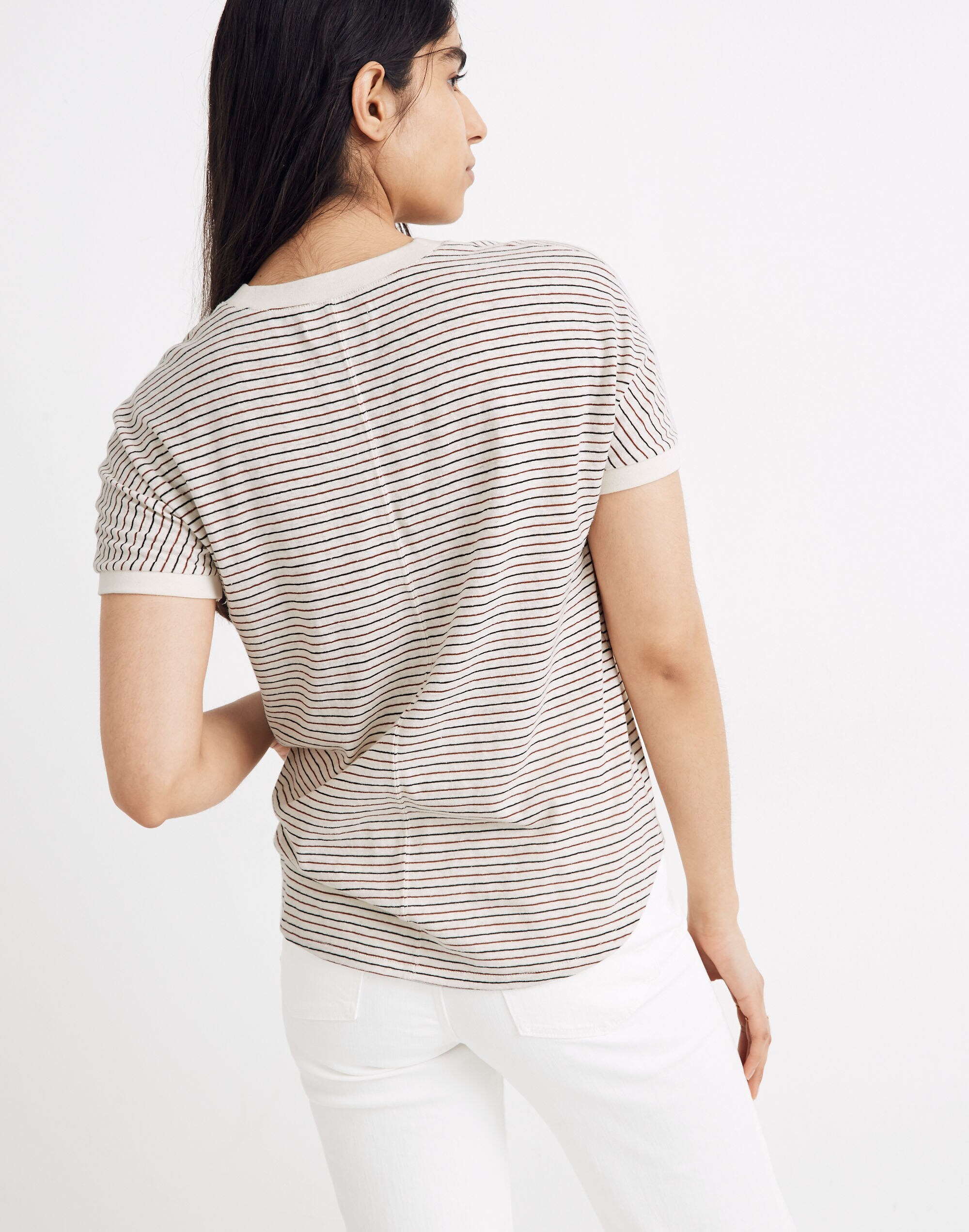 Hemp Relaxed Drapey Tee in Stripe