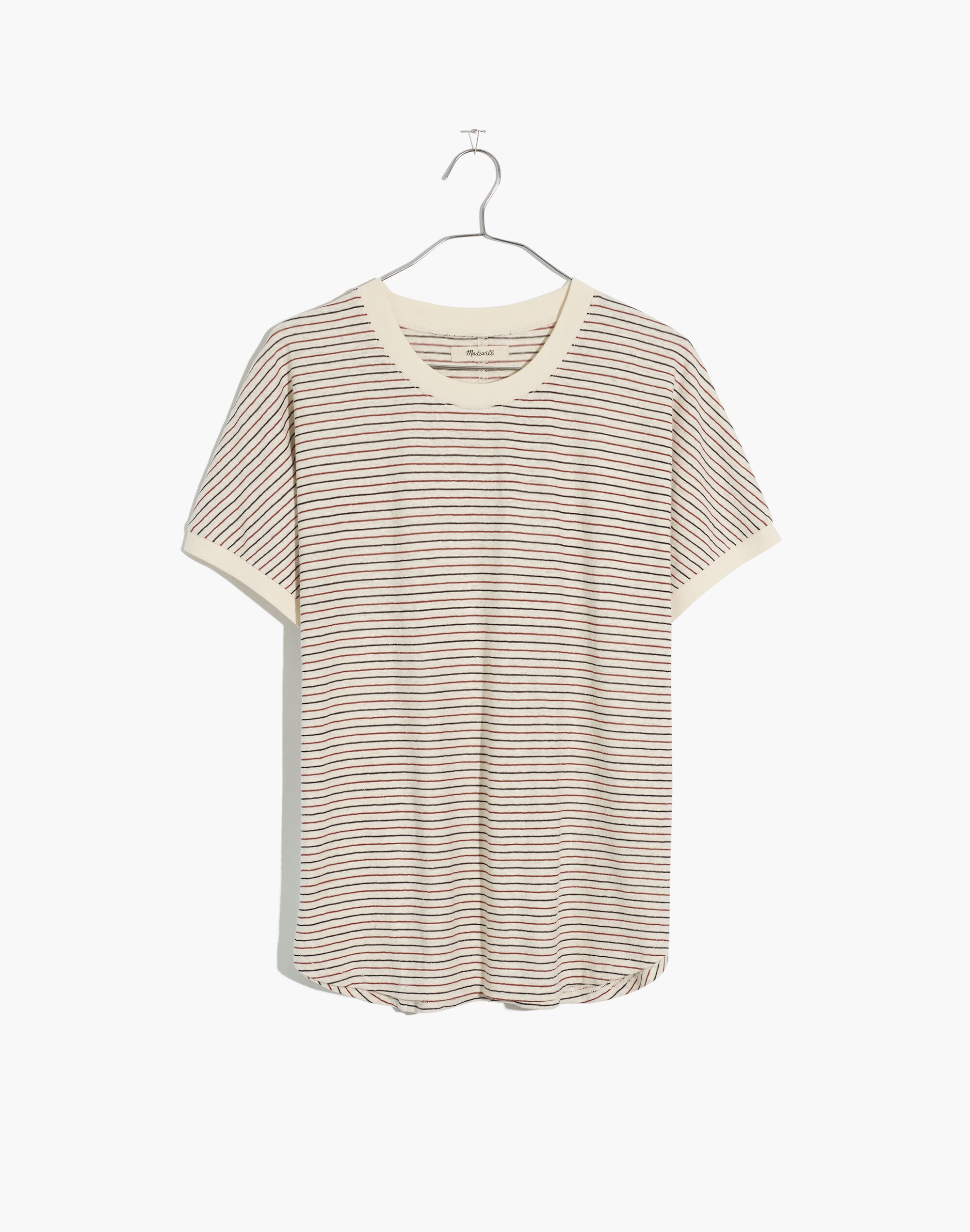 Hemp Relaxed Drapey Tee in Stripe