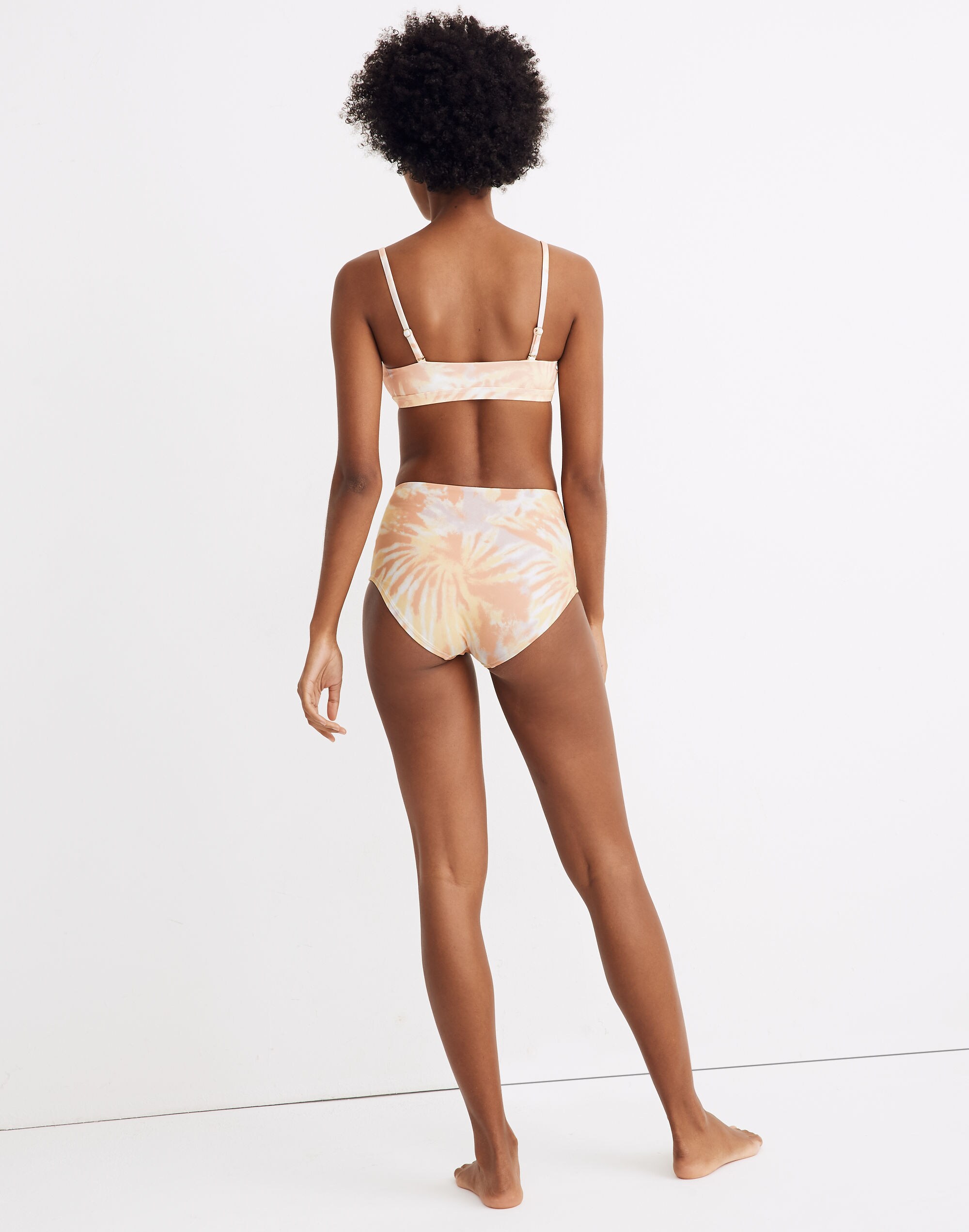 Madewell Second Wave Retro High-Waisted Bikini Bottom in Tie-Dye Print