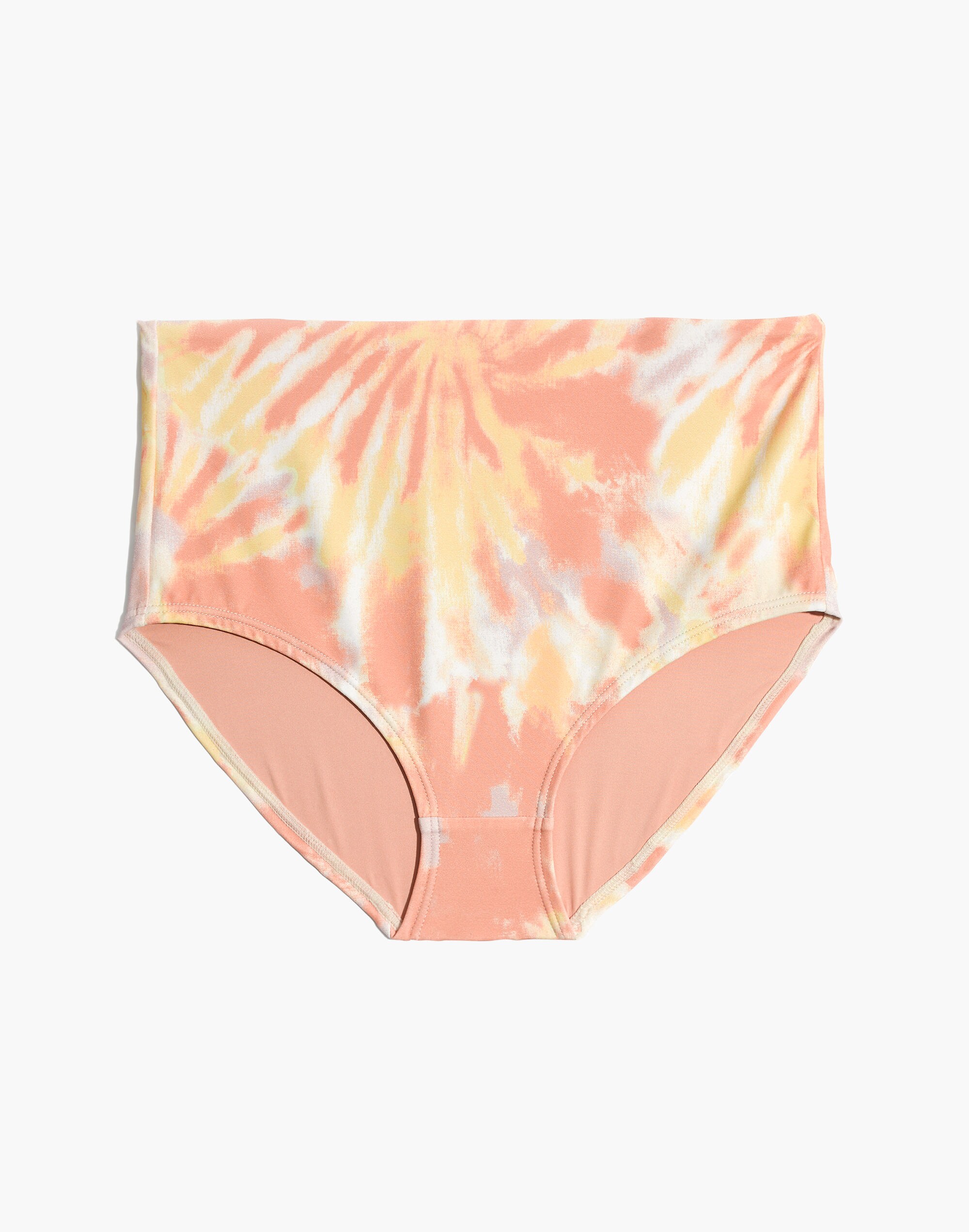 Madewell Second Wave Retro High-Waisted Bikini Bottom in Tie-Dye Print