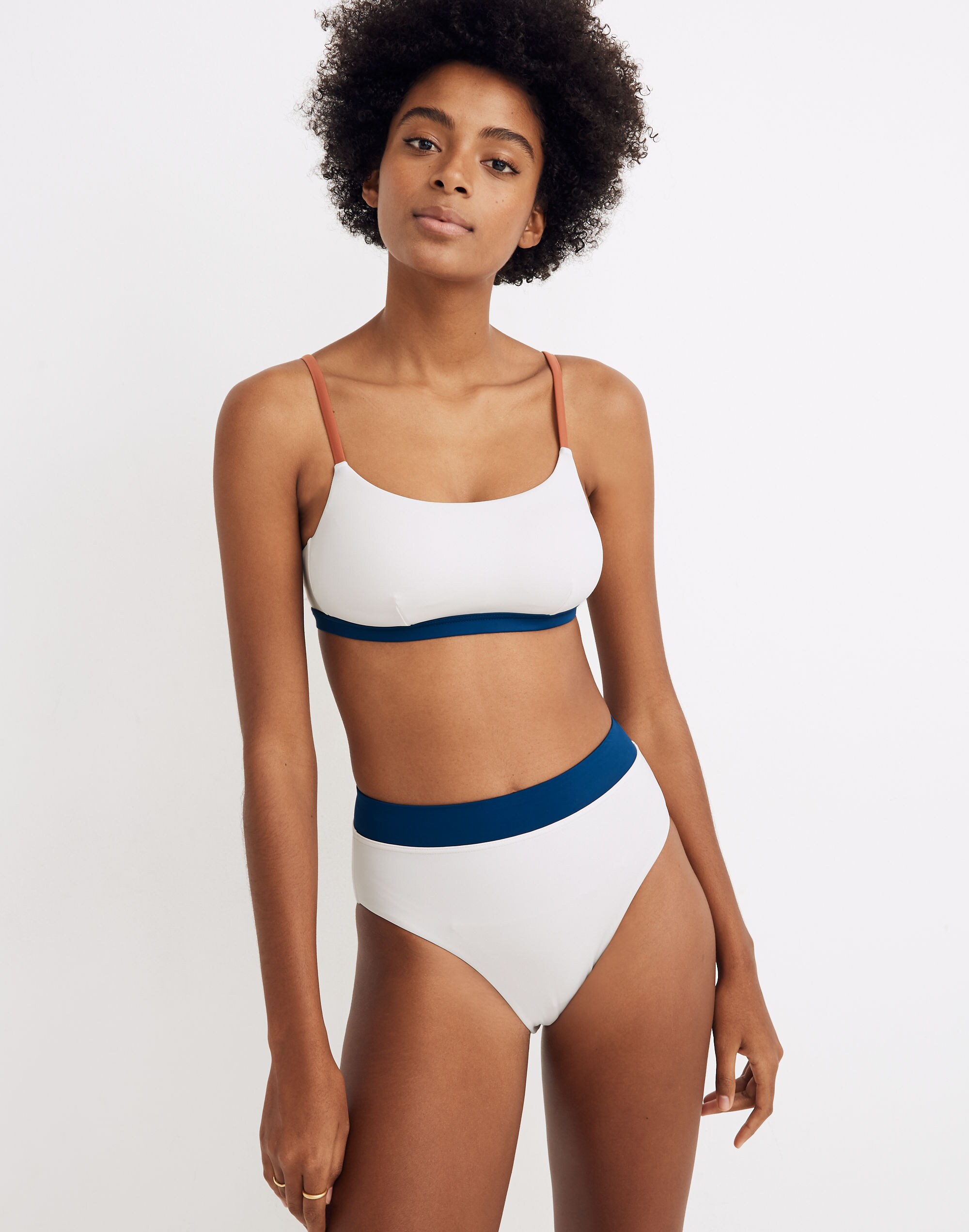 Madewell Second Wave High-Cut Bikini Bottom in Colorblock