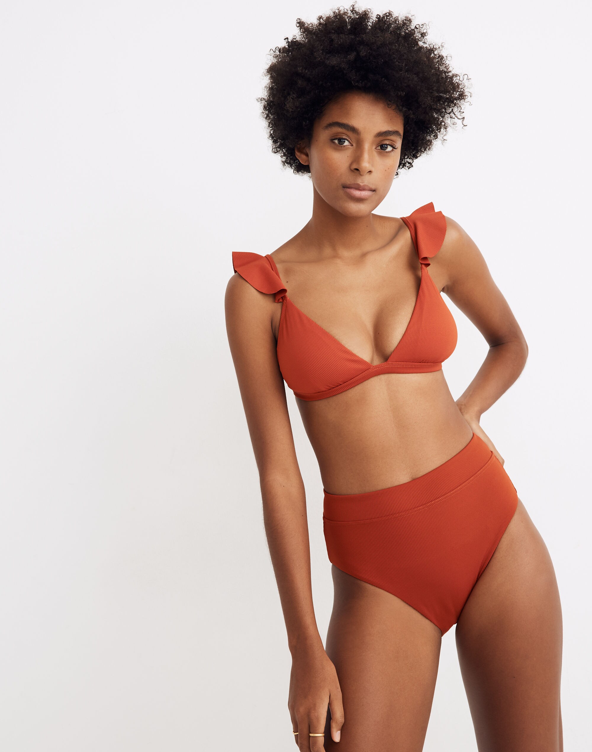 Madewell Second Wave Ribbed High-Cut Bikini Bottom