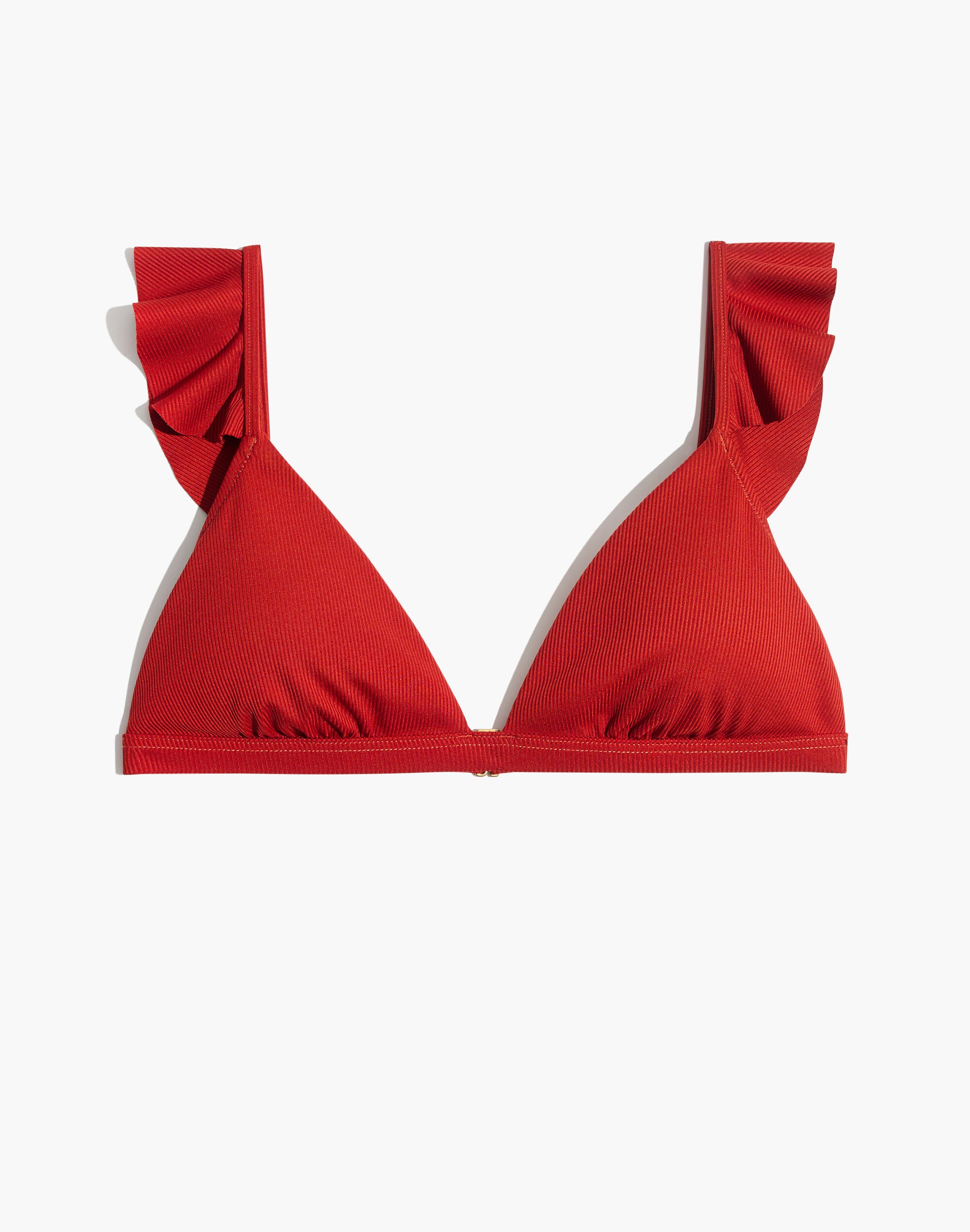 Madewell Second Wave Ribbed Ruffle-Strap Bikini Top