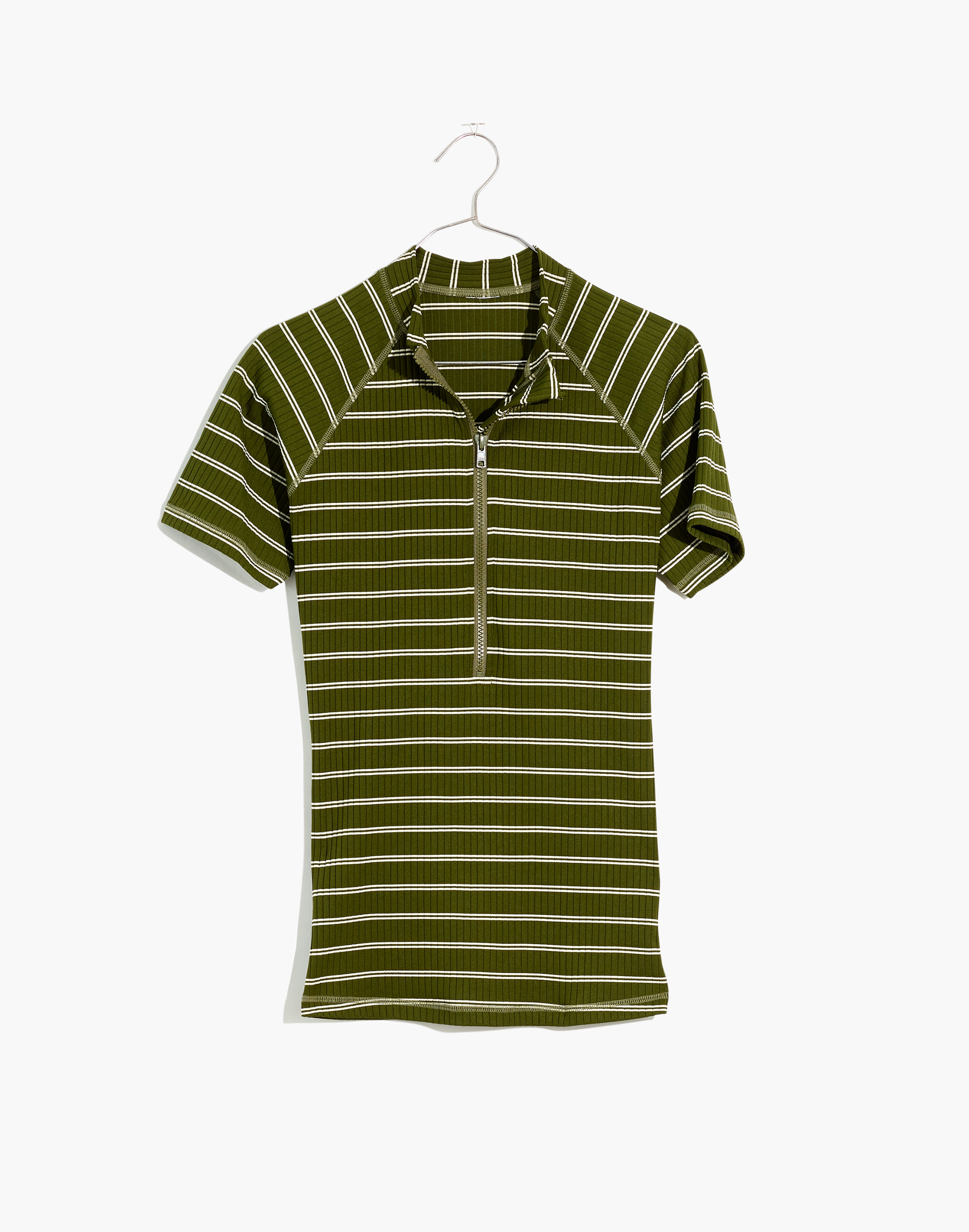 Madewell Ribbed Short-Sleeve Rash Guard in Stripe