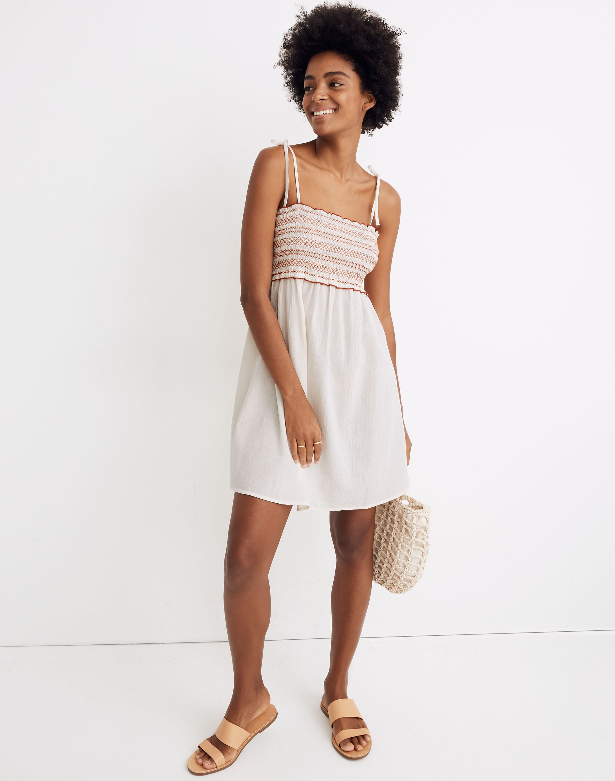 Smocked Cover-Up Mini Dress
