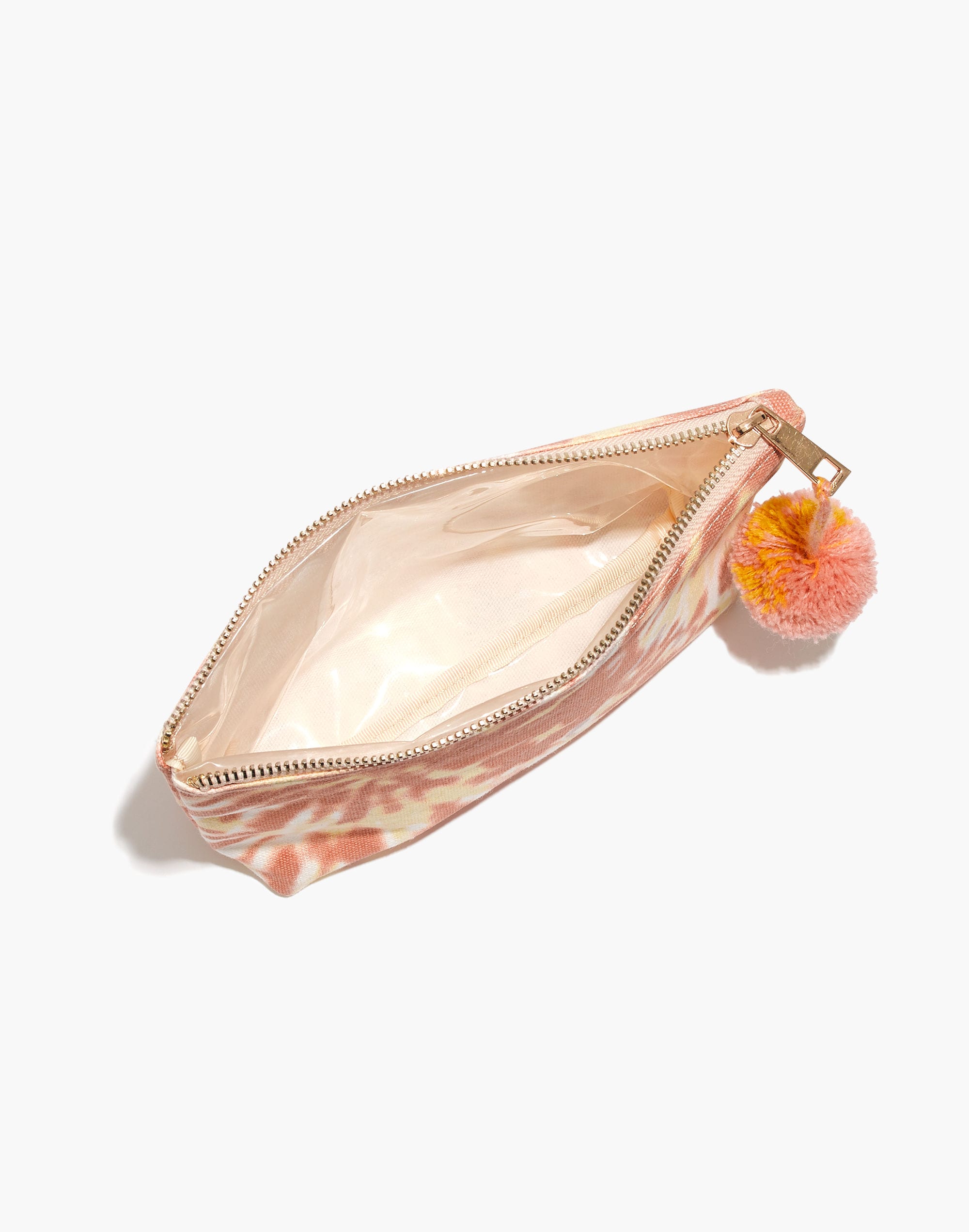 Canvas Small Pom-Pom Pouch in Tie-Dye Print