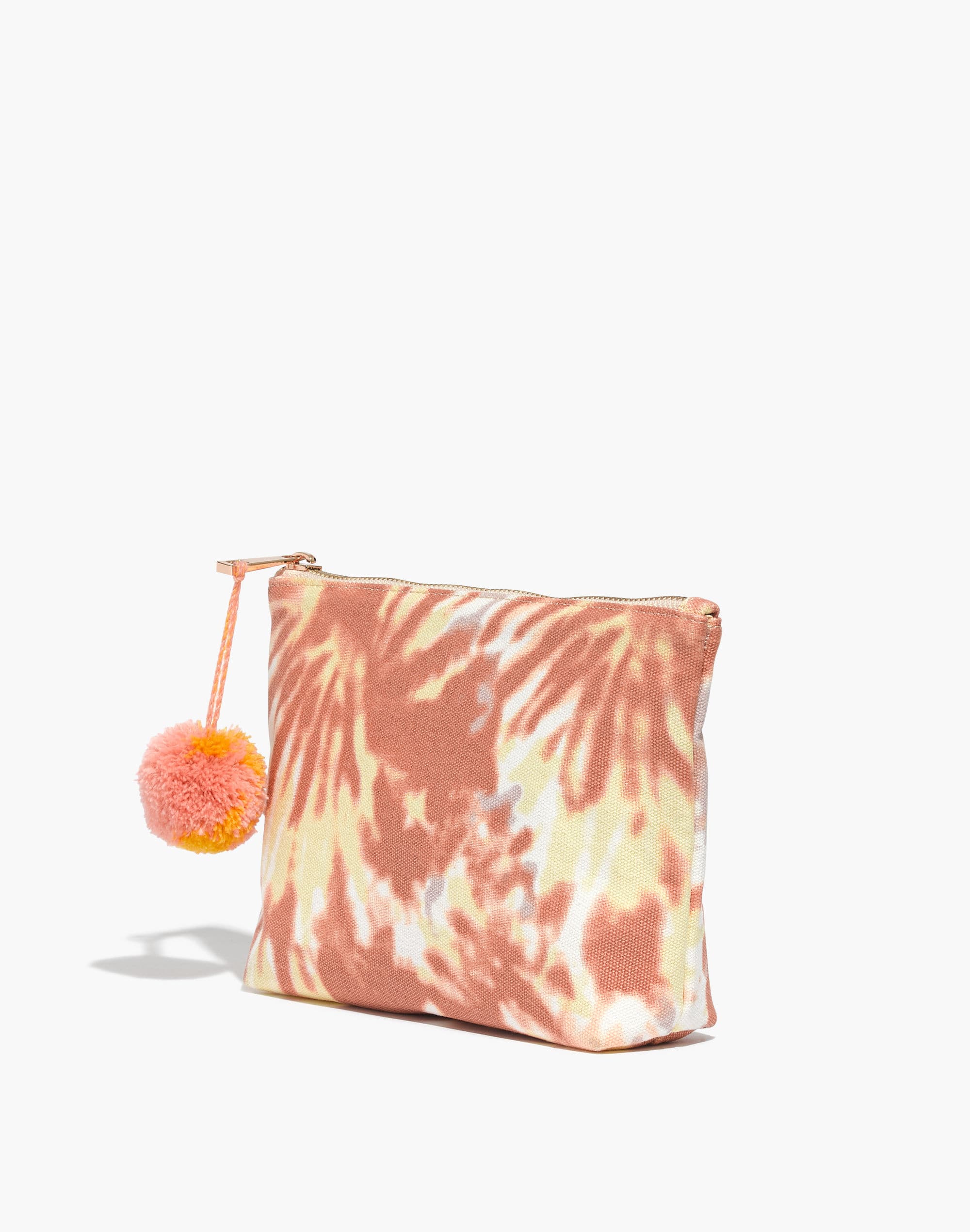 Canvas Small Pom-Pom Pouch in Tie-Dye Print
