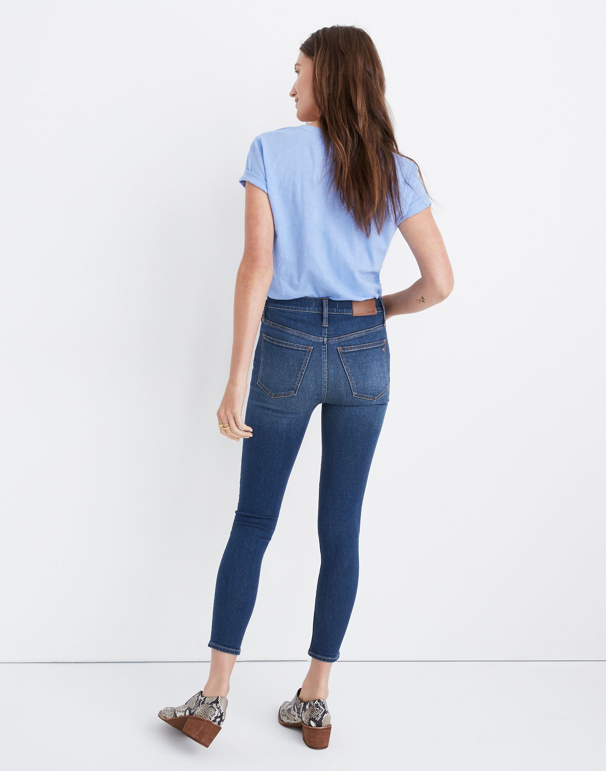 9" Mid-Rise Skinny Crop Jeans: Button-Front TENCEL&trade; Denim Edition