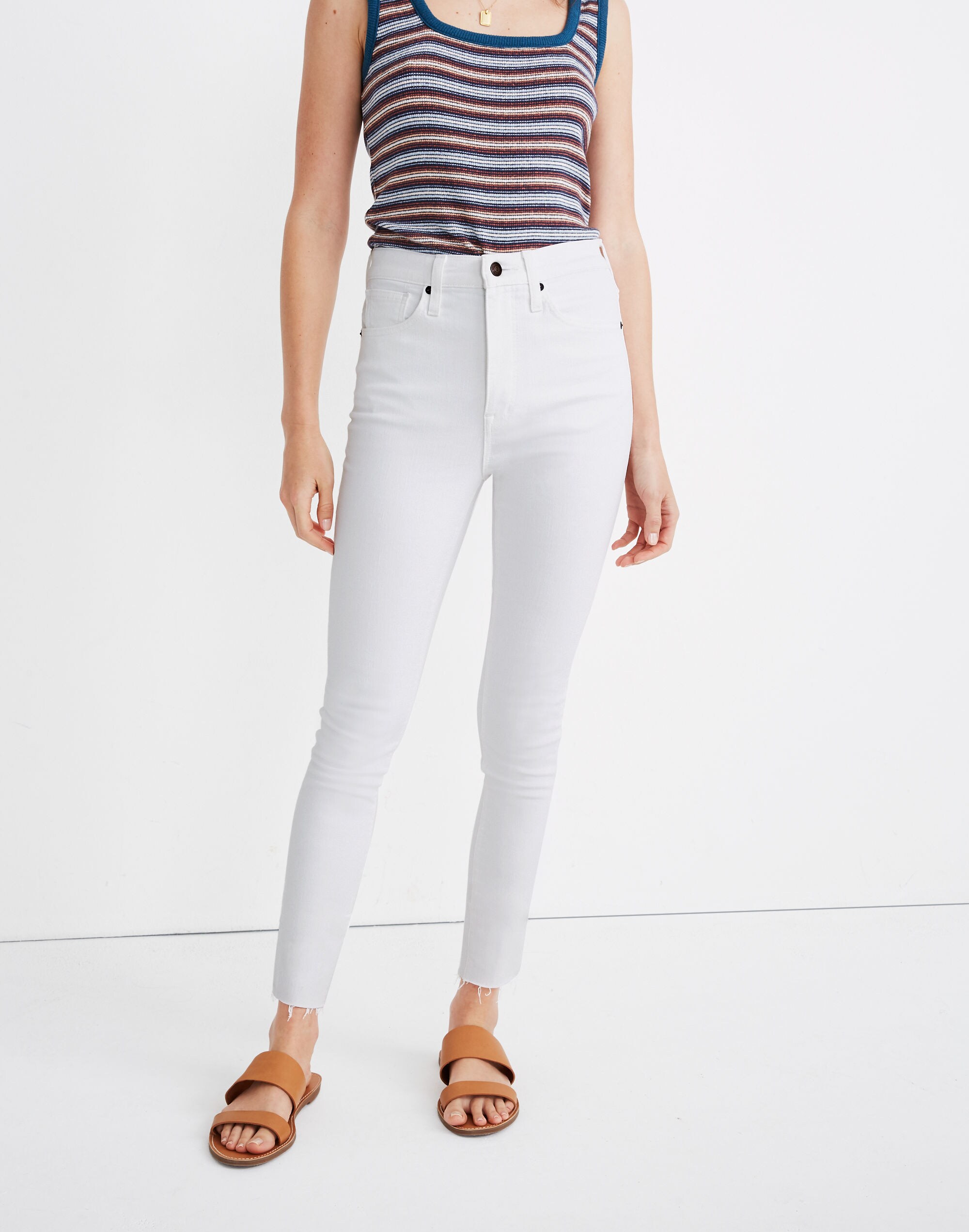 11" High-Rise Skinny Jeans in Pure White: Raw-Hem Edition