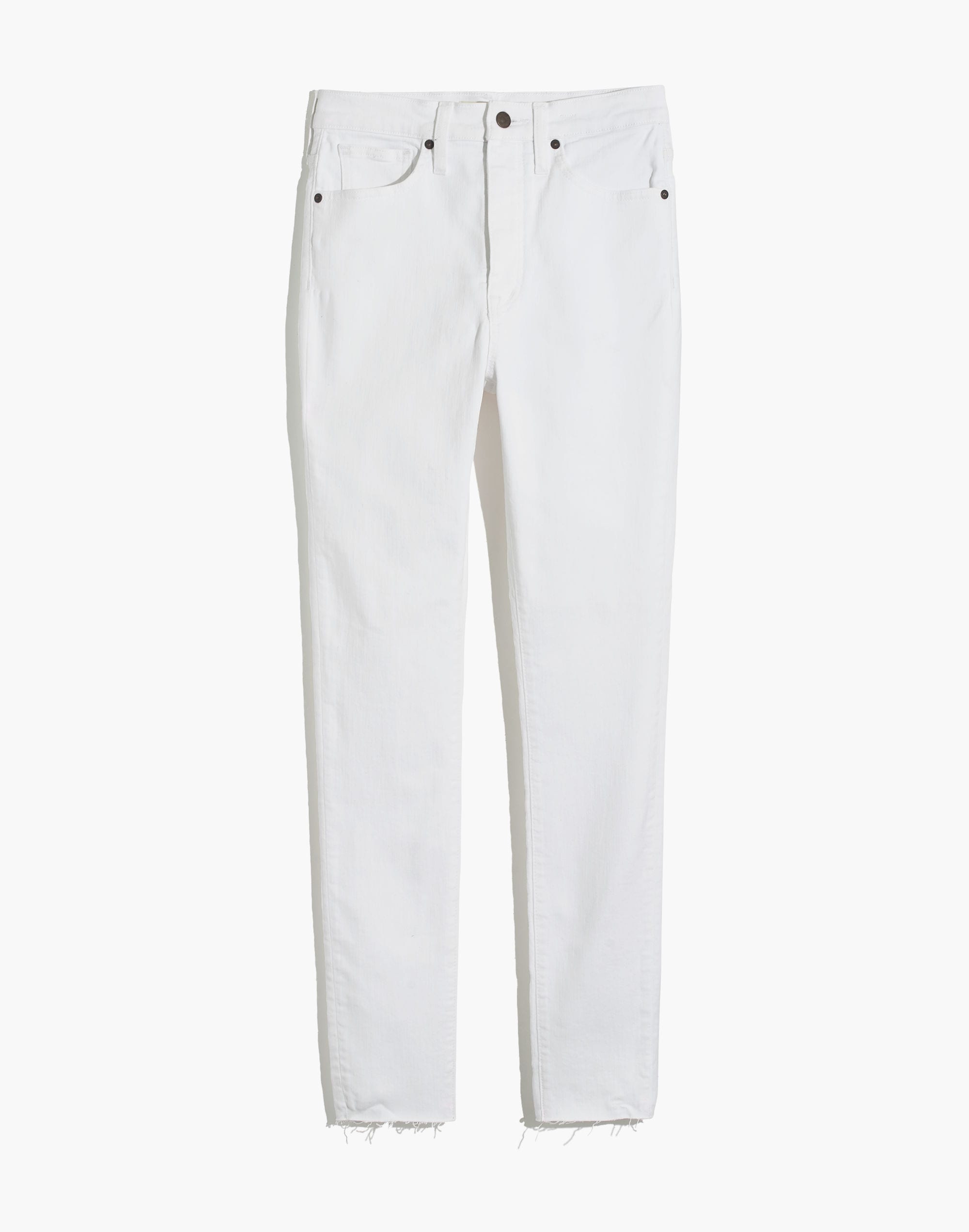 11" High-Rise Skinny Jeans in Pure White: Raw-Hem Edition