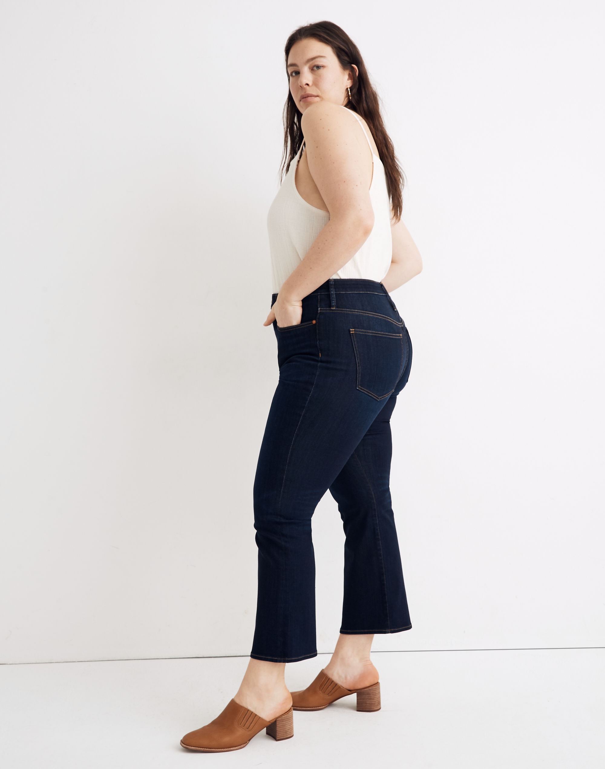 Petite Curvy Cali Demi-Boot Jeans in Larkspur Wash: TENCEL&trade; Denim Edition