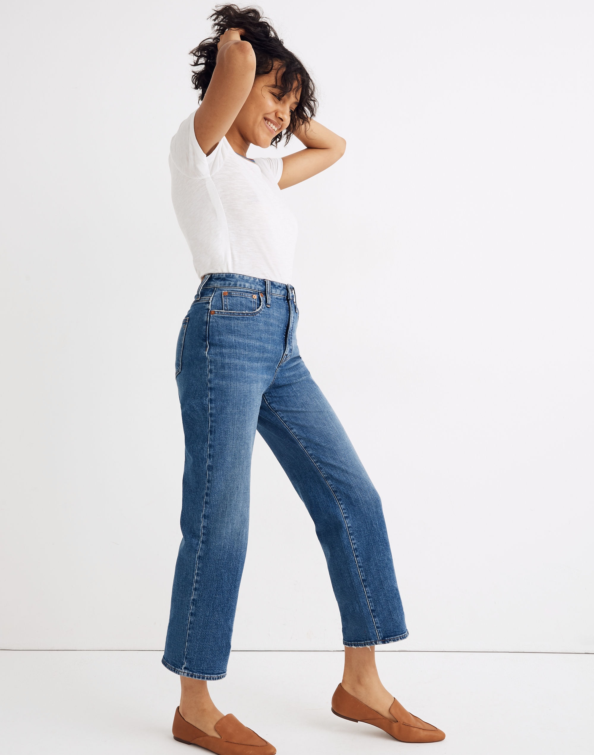 Curvy Slim Wide-Leg Crop Jeans in Newington Wash